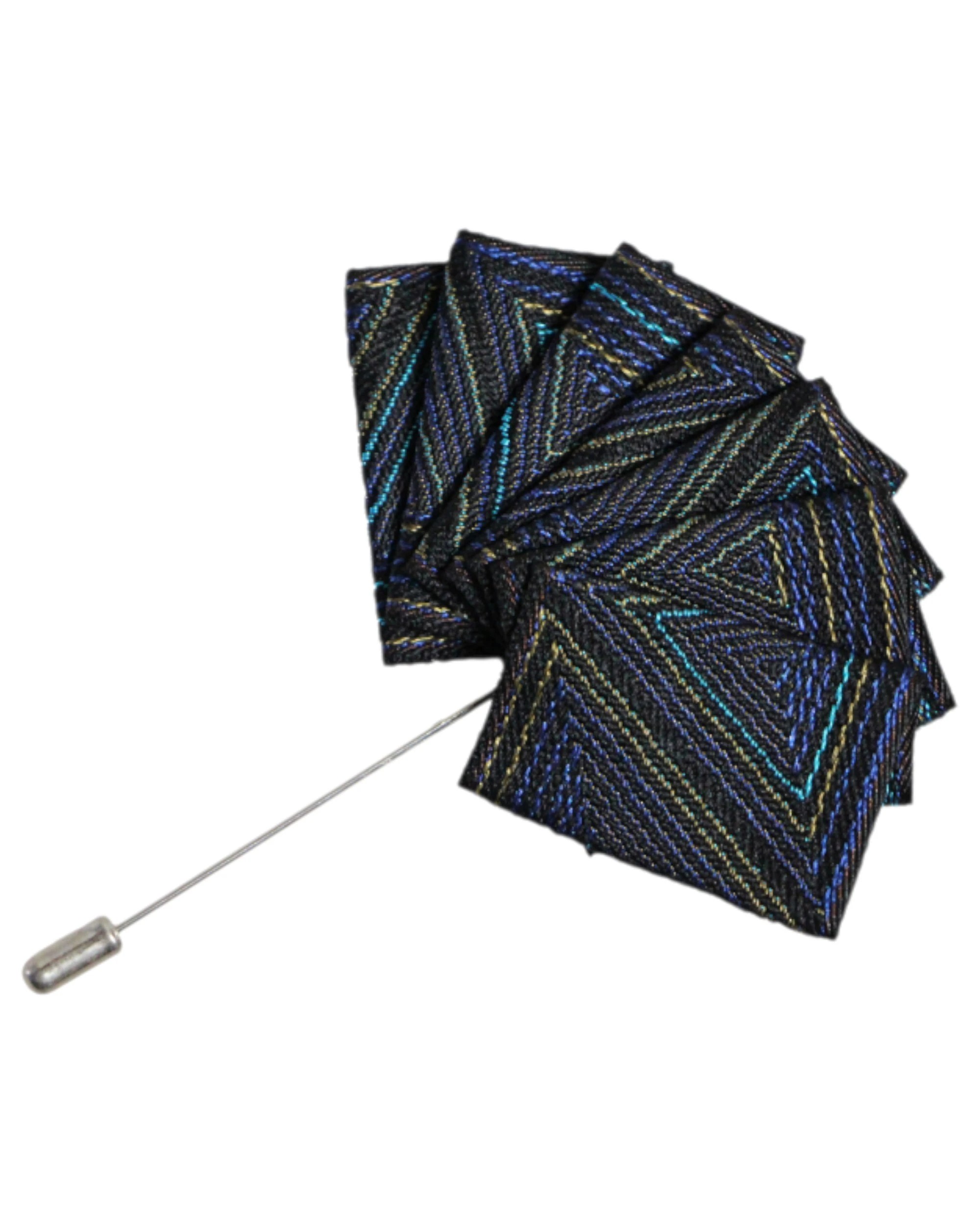 2 Zasel Mens Black Coloured Triangles Suit Pocket Square Blazer Jacket Lapel Pin - Multi - Multi, 2 of 3