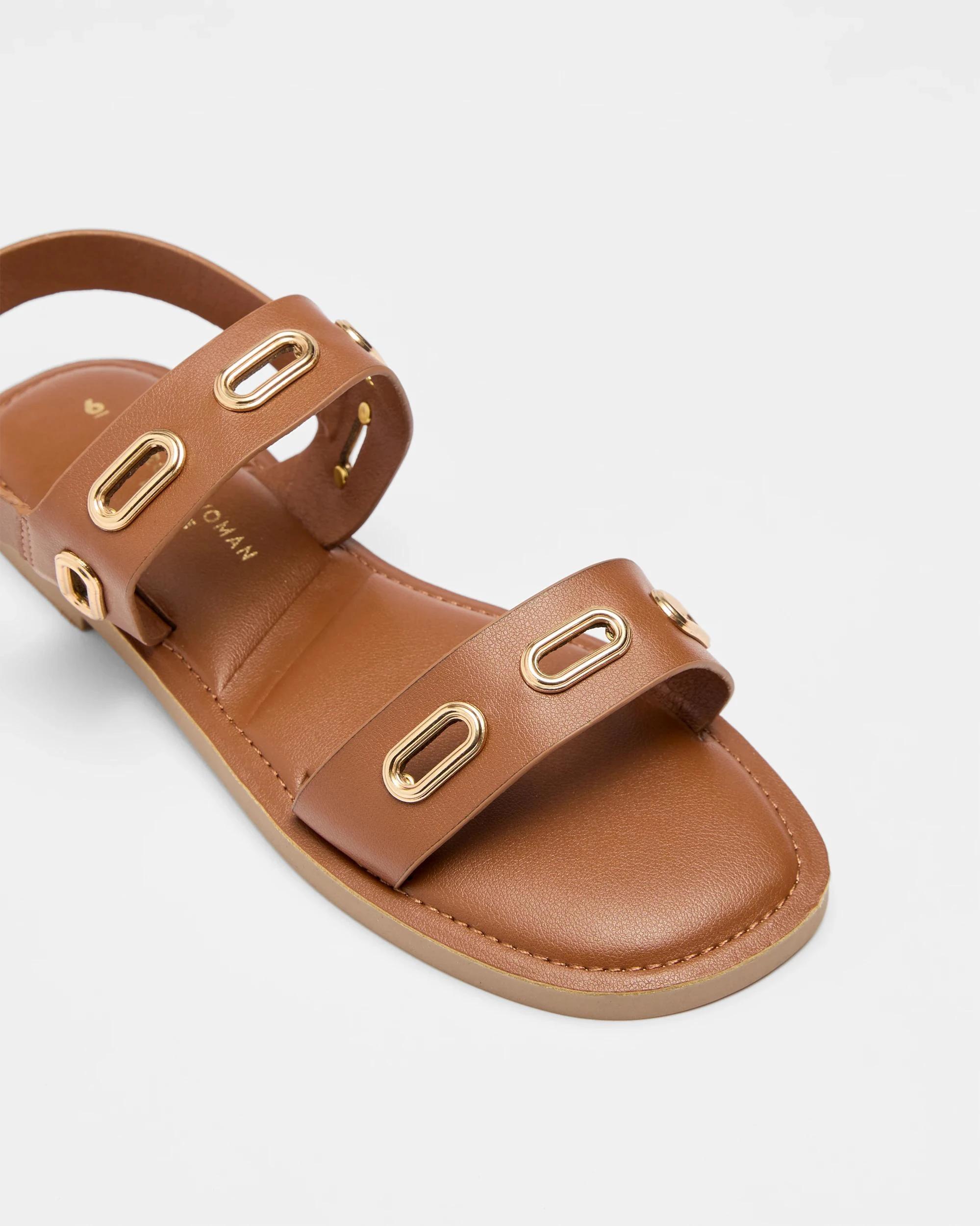 2 Target Womens Double Strap Metal Trim Flat - Deena BROWN, 2 of 3