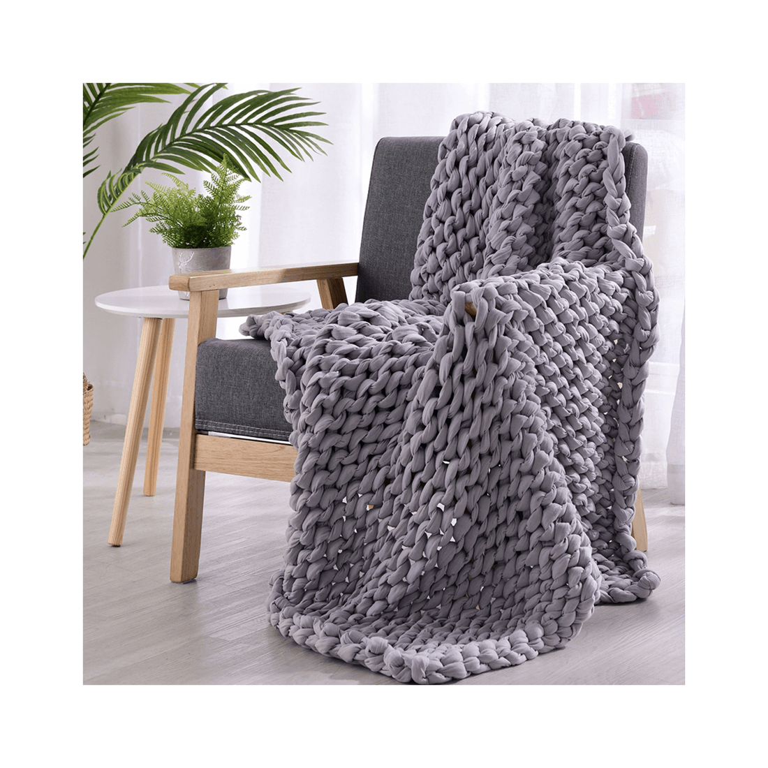5 Onkaparinga 6kg Knitted Weighted Blanket Home Bedding 110x135cm
 - Silver, 5 of 5
