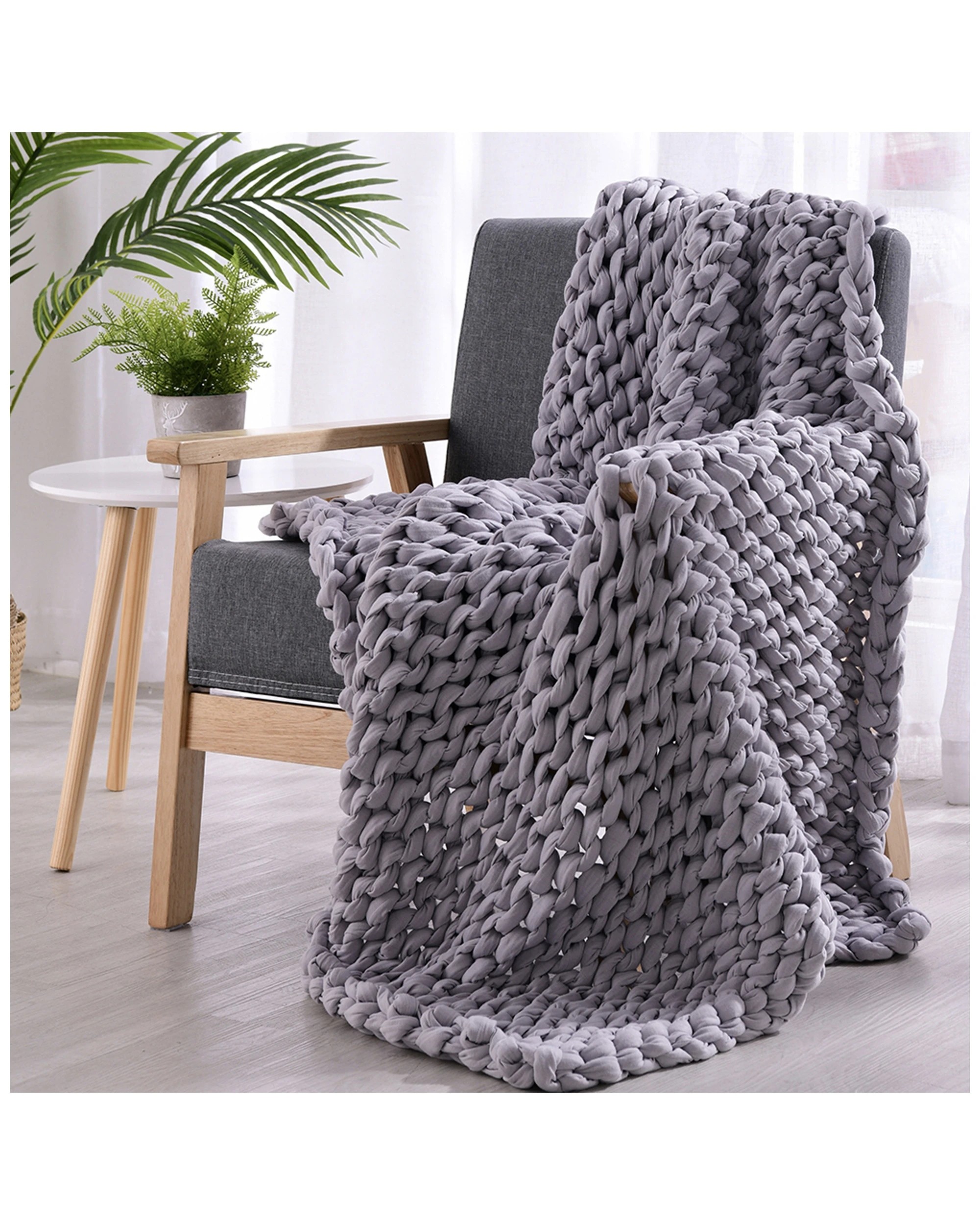 5 Onkaparinga 6kg Knitted Weighted Blanket Home Bedding 110x135cm
 - Silver, 5 of 5