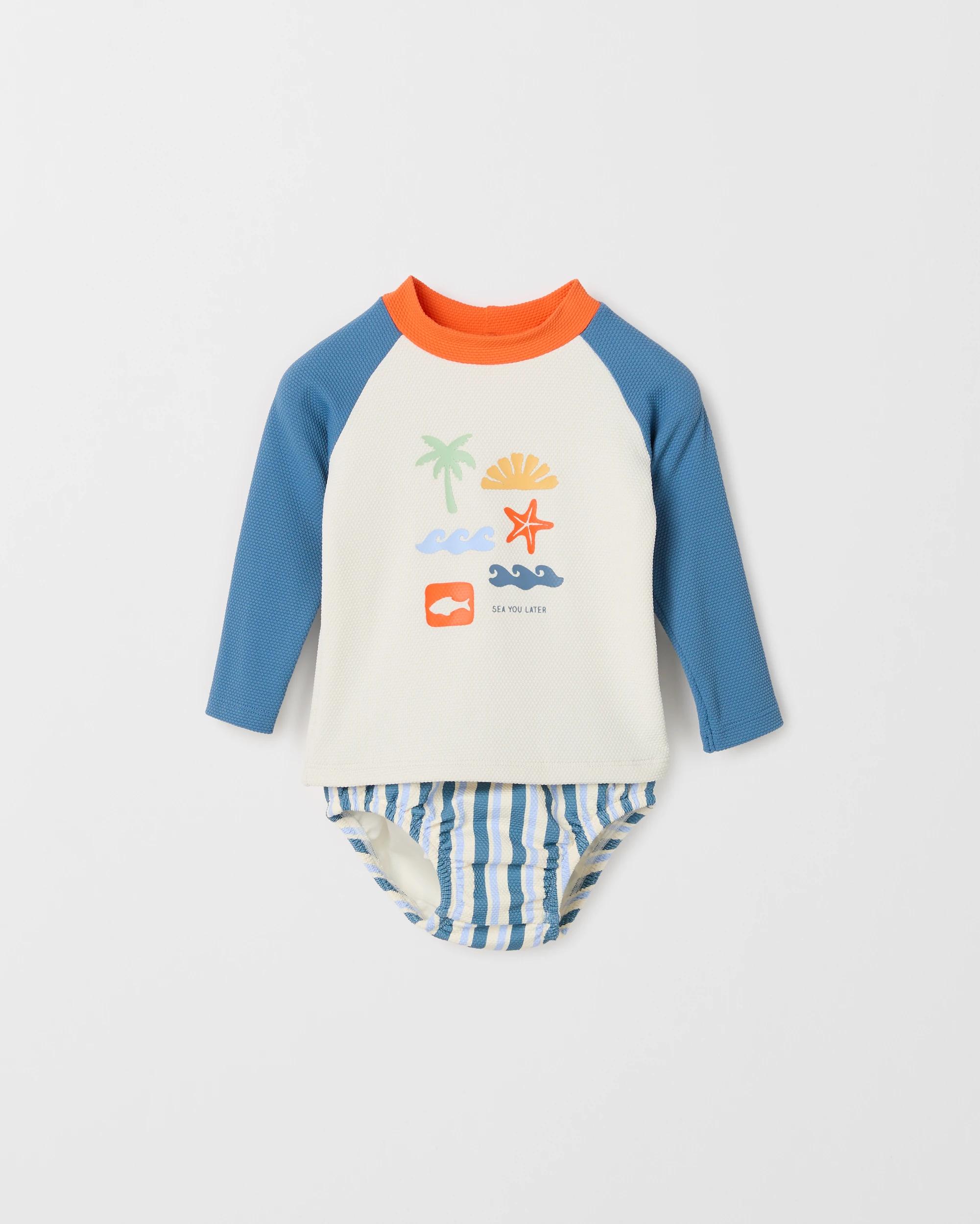 1 Target Baby Raglan Rash Vest & Nappy Cover 2 Piece Swim Set SEA YOU LATER, 1 of 2