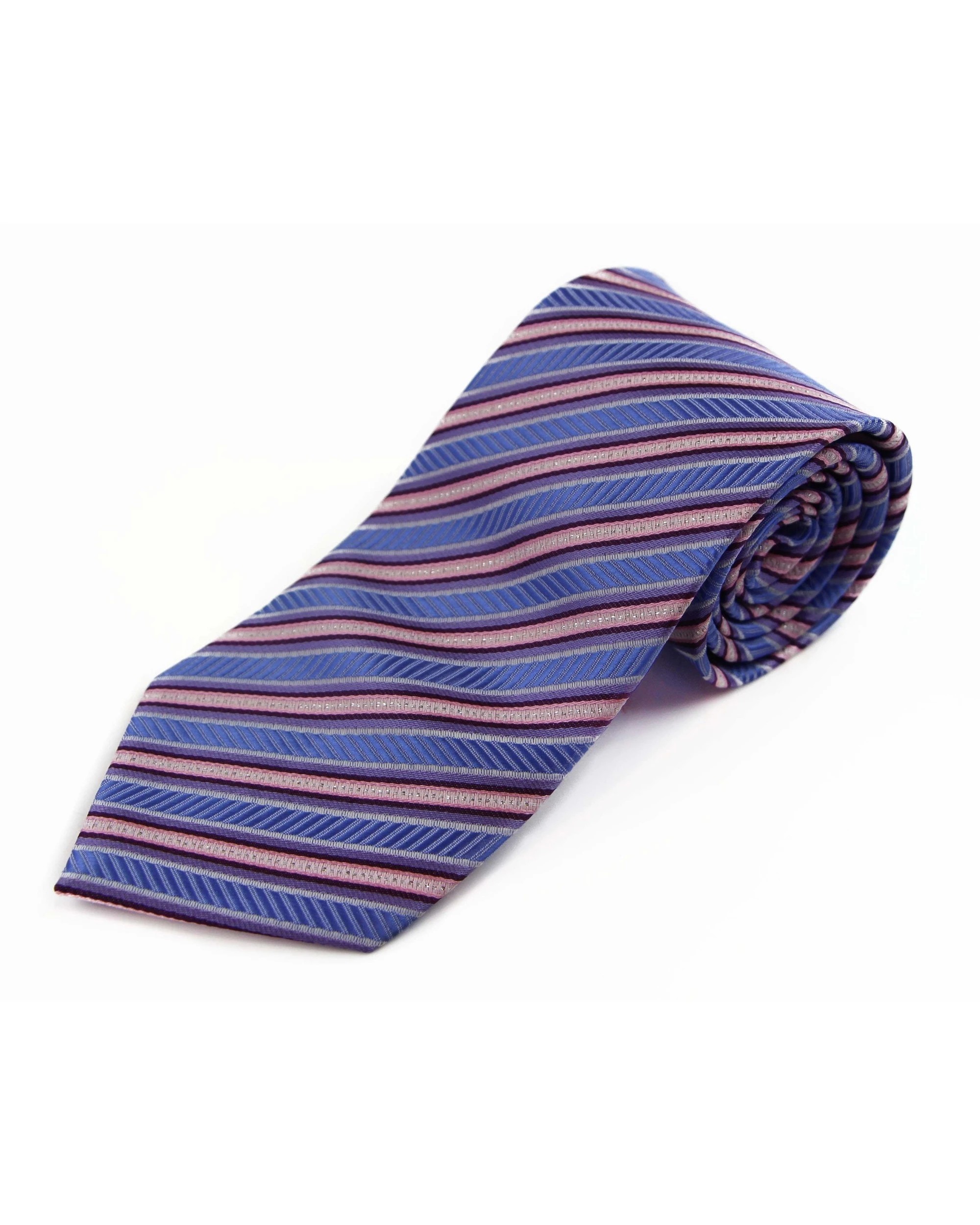 2 Zasel Mens Blue & Pink Striped 8cm Patterned Neck Tie, 2 of 2