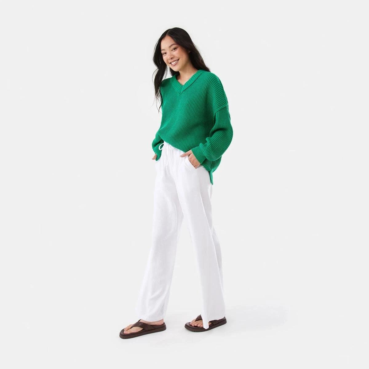 3 Chenille V-Neck Jumper SIMPLY GREEN, 3 of 9