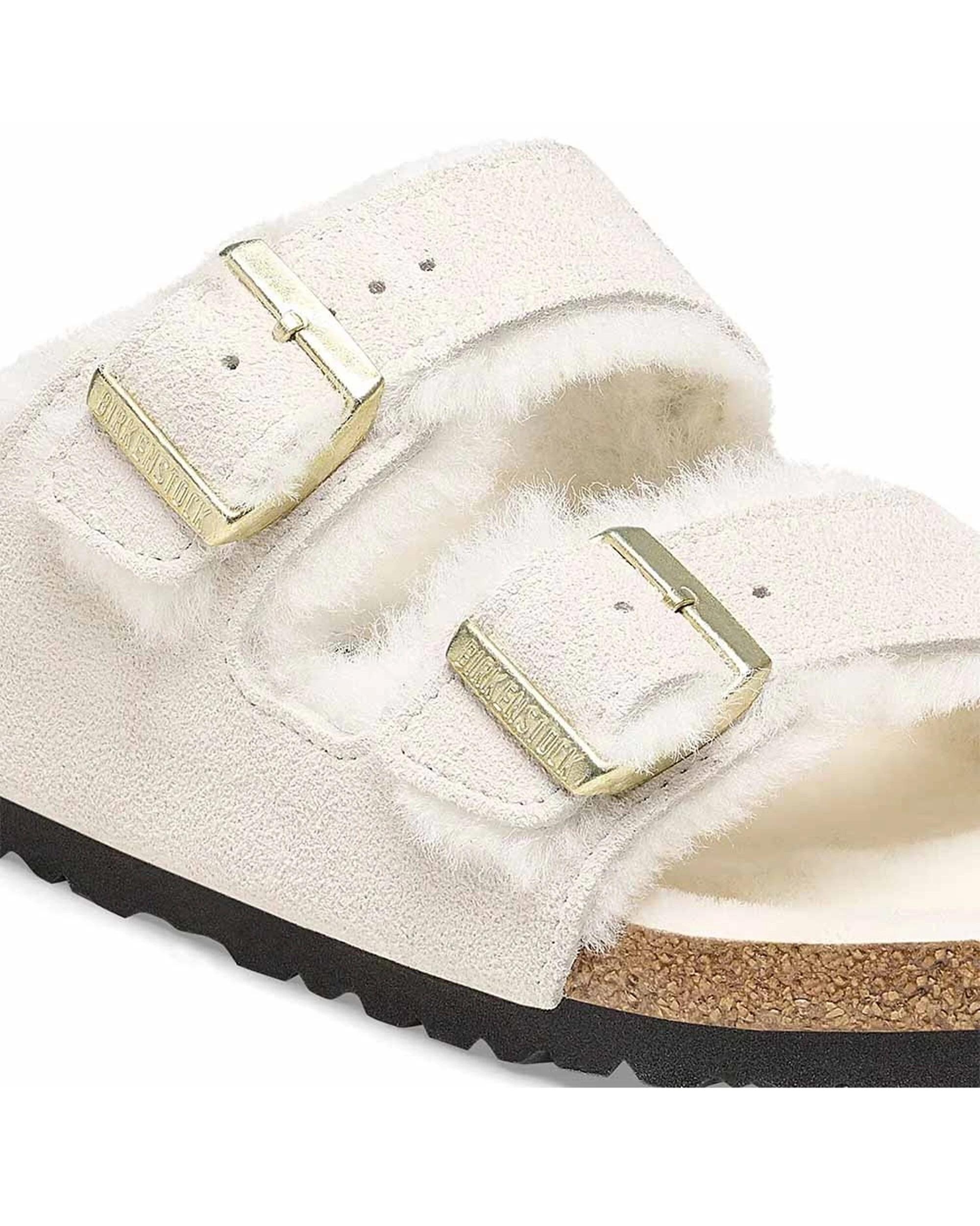 4 Birkenstock Arizona Shearling Suede Sandals Narrow ANTIQUE WHITE, 4 of 6