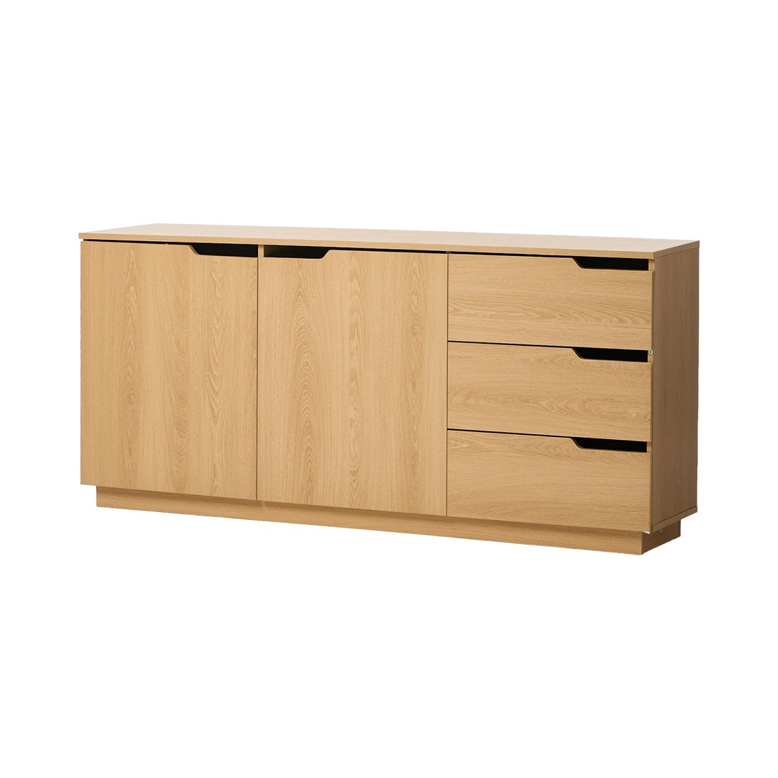 1 Oikiture Buffet Sideboard Storage Cabinet 3 Drawers - Natural, 1 of 7