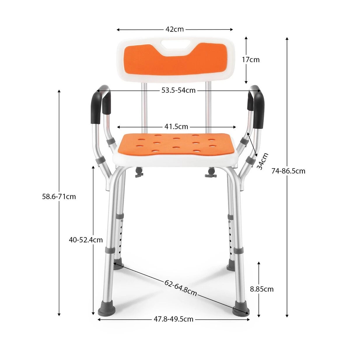 2 Ausway Shower Chair Bath Tub Seat Stool Adjustable, 2 of 3
