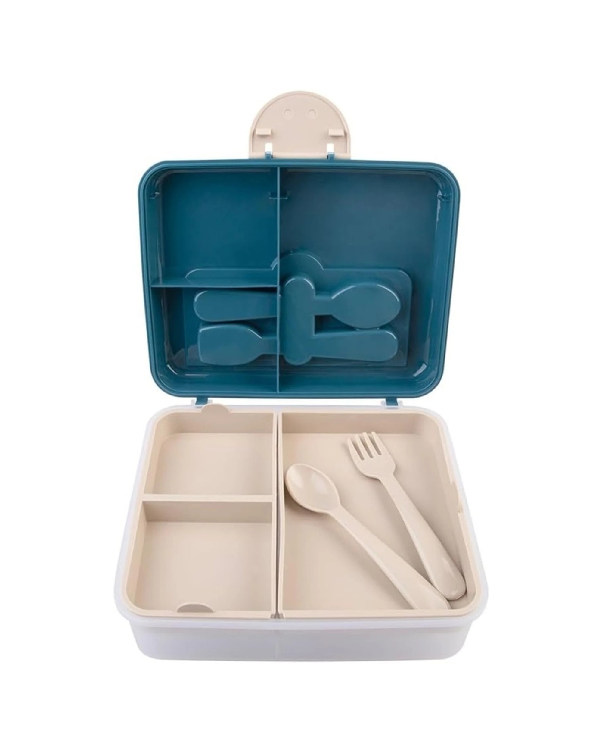 3 Melii Luxe 2-Tier Bento Box 6 Compartments With Spoon And Fork Easy Latch - Blue, 3 of 5