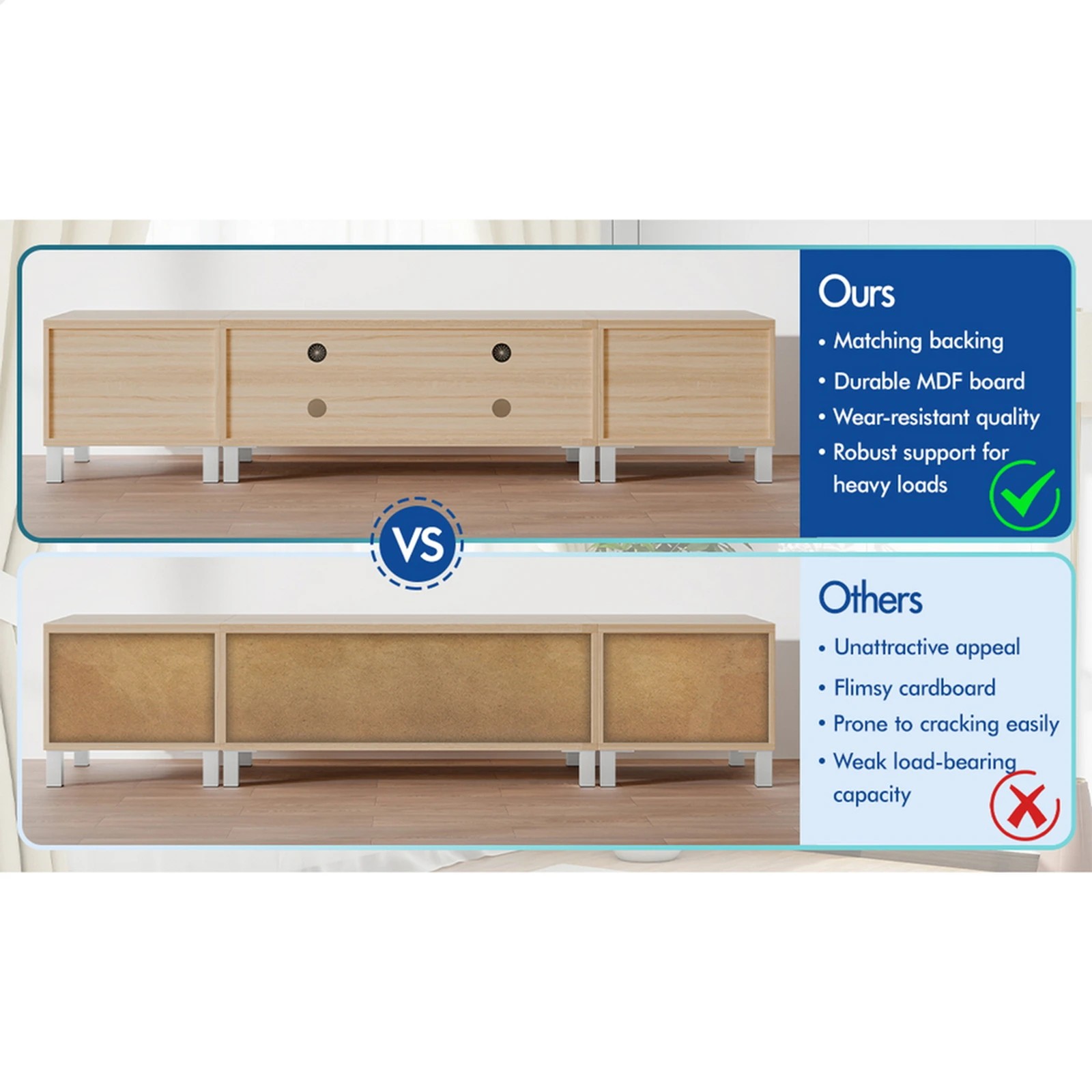 10 Alfordson Entertainment Unit TV Cabinet Stand Storage Drawer 190cm - Wood, 10 of 10