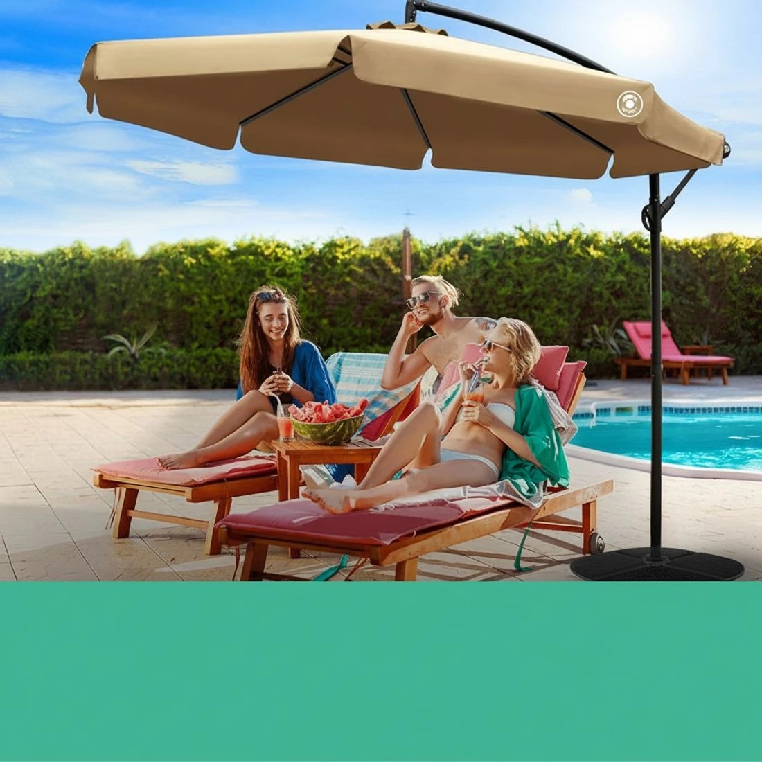 6 Instahut 3m Outdoor Umbrella Cantilever Garden Beach Patio - White, 6 of 6