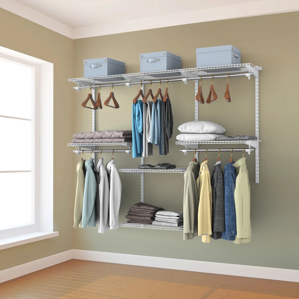 2 Costway Wall Mounted Custom Closet Rack Shelf DIY Clothes Organizer System, 2 of 10