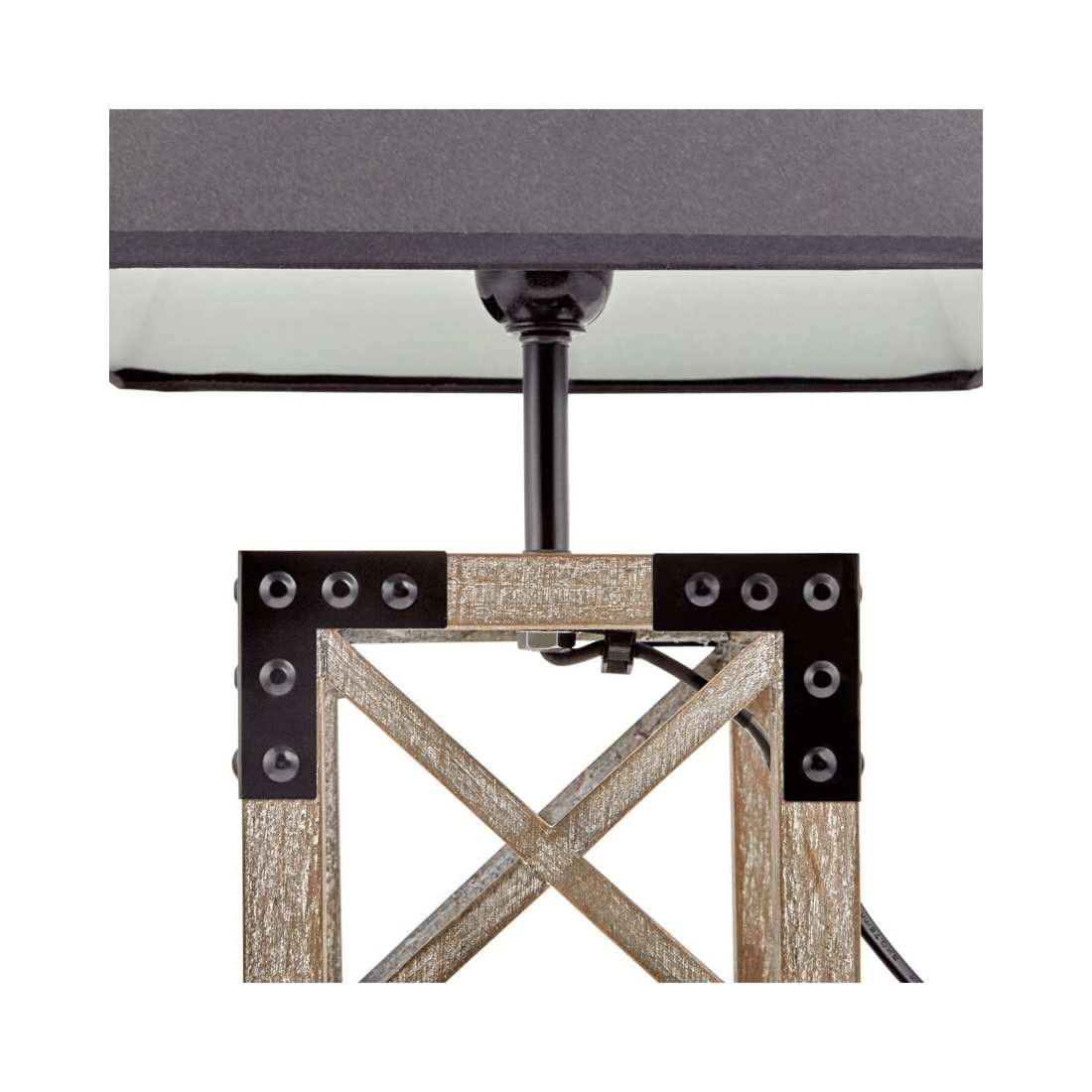 3 BR Home Wooden Table Lamp with Modern Rustic Geo Industrial Design, 3 of 8