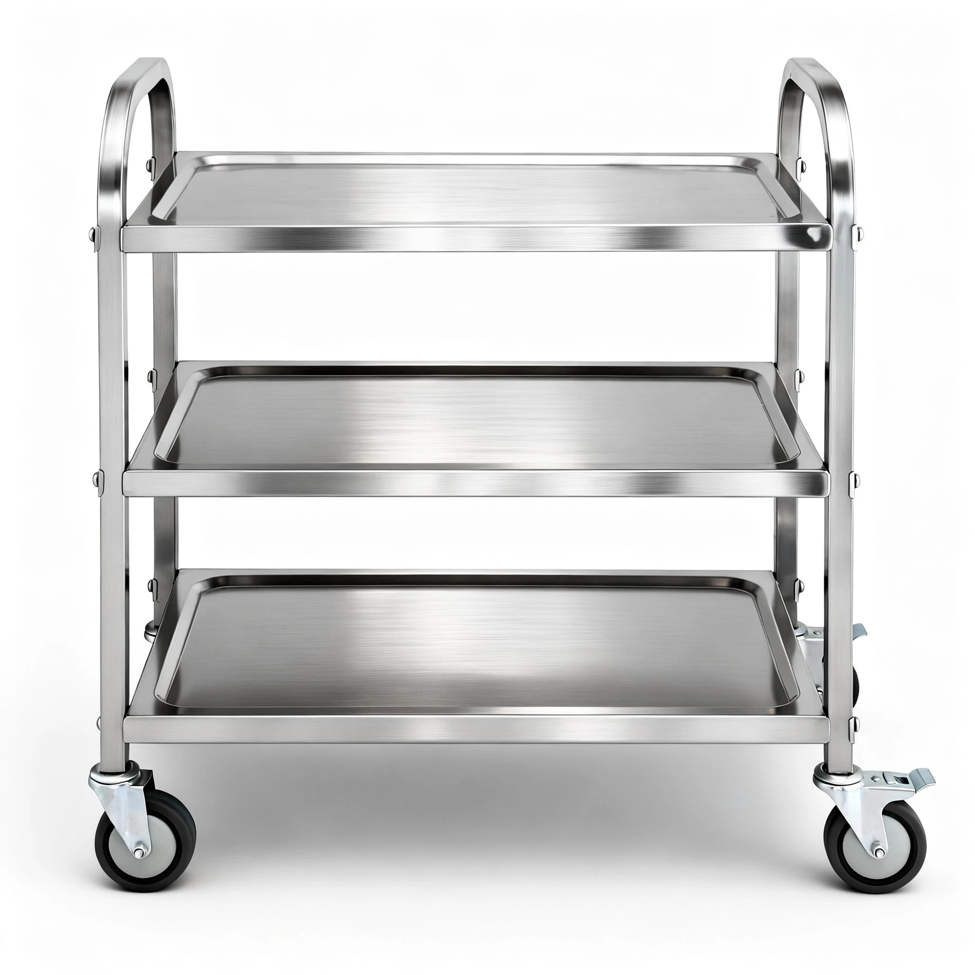1 Cefito 3-Tier Stainless Steel Kitchen Trolley with Wheels 89X50X83cm - Silver, 1 of 6