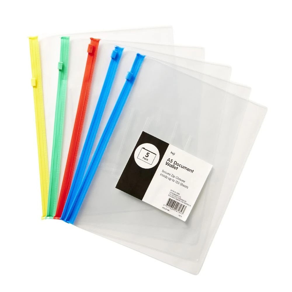 2 Keji PVC Document Wallet A5 Zip Closure 5 Pack, 2 of 4