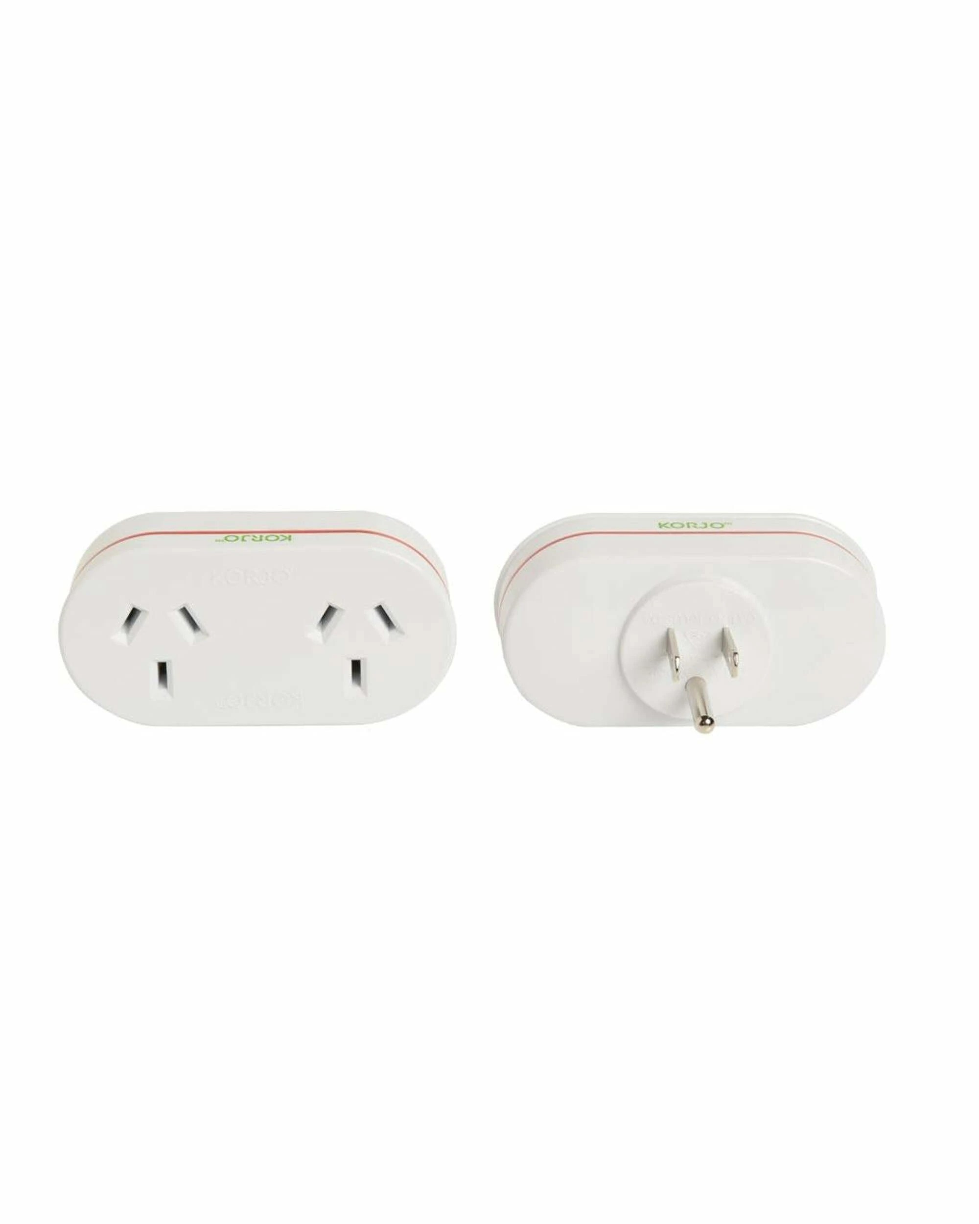 1 Korjo Double Travel Adaptor Plug - Aus to USA - White, 1 of 3