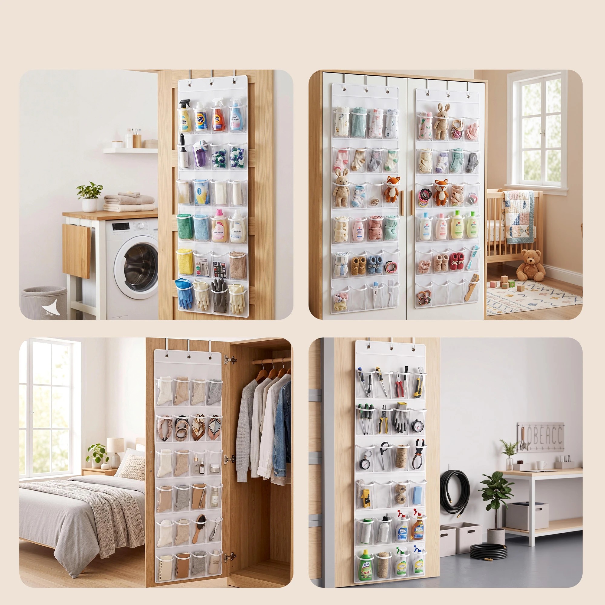 7 Artiss Over Door Shoe Storage Organiser X2 6 Tier 24 Pockets - White, 7 of 8