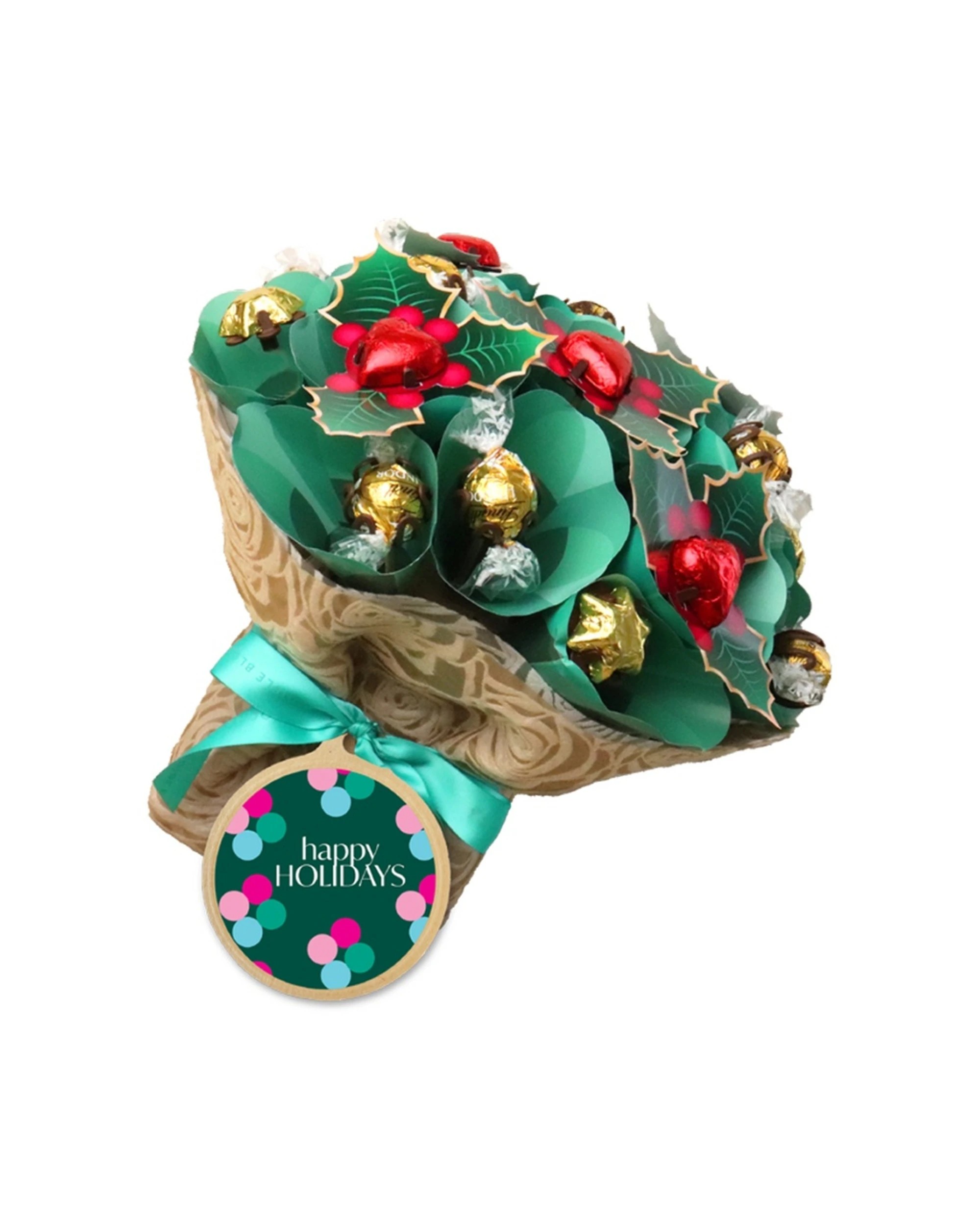 1 Edible Blooms Holly Bouquet Christmas Festive Chocolate Gift Medium for Holiday Gifting - Multi, 1 of 3