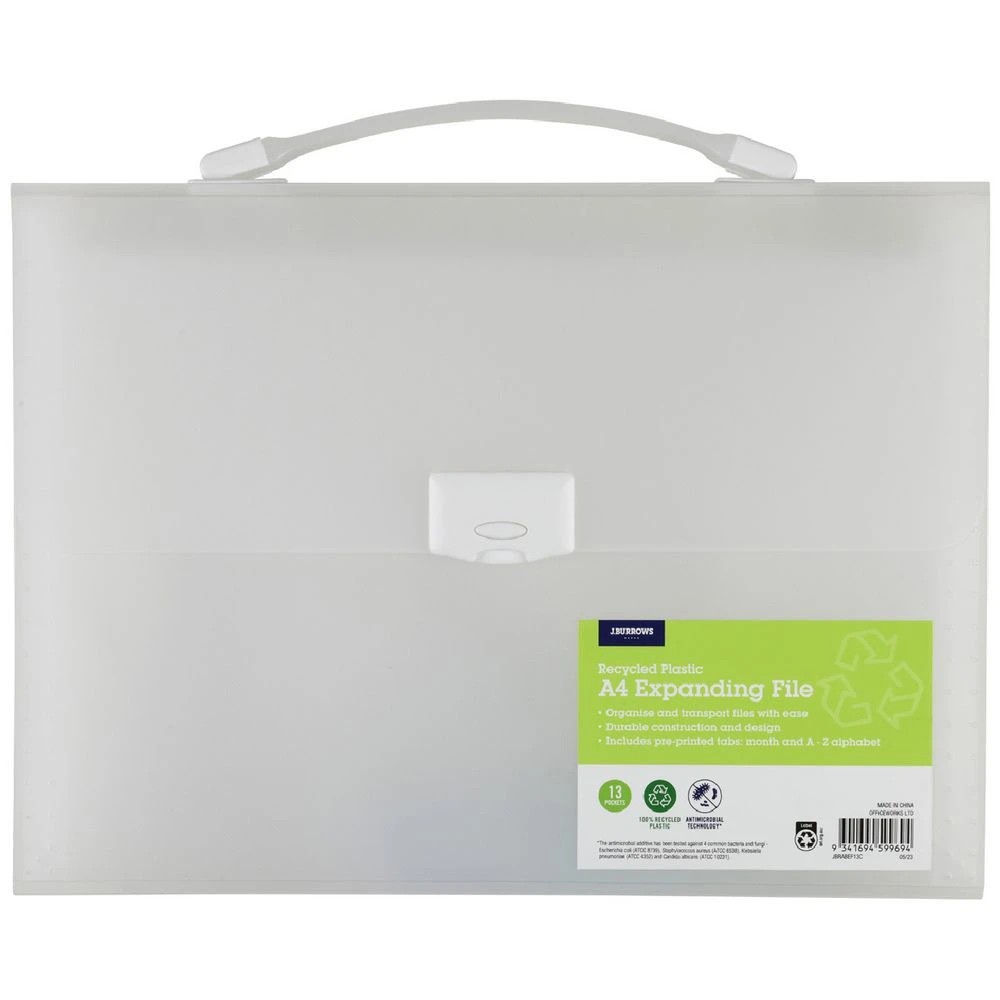1 J.Burrows Antibacterial Expanding File 13 Pockets Clear, 1 of 4