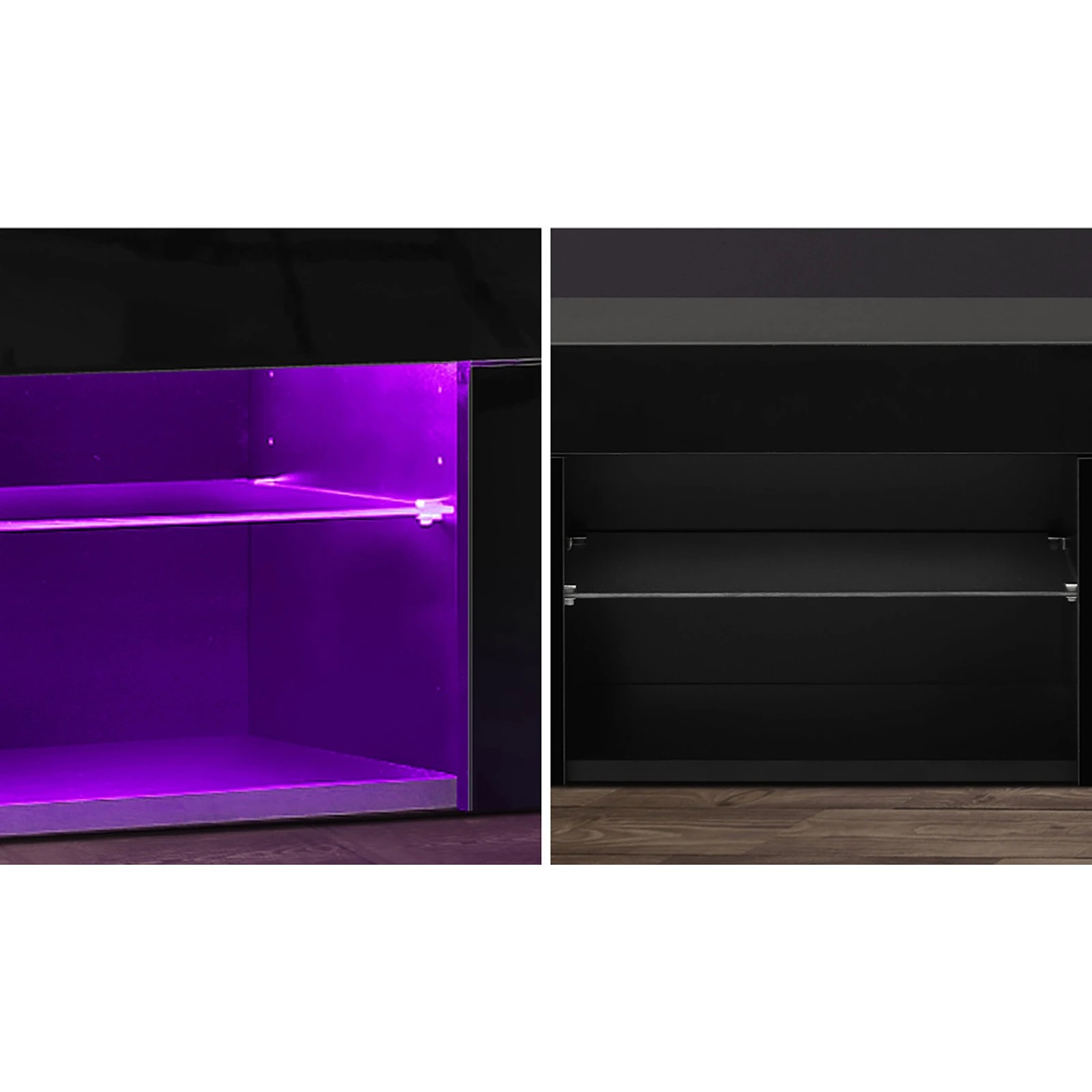 6 Oikiture Tv Cabinet Entertainment Unit Stand Rgb Led Hight Gloss 130cm
 - Black, 6 of 9