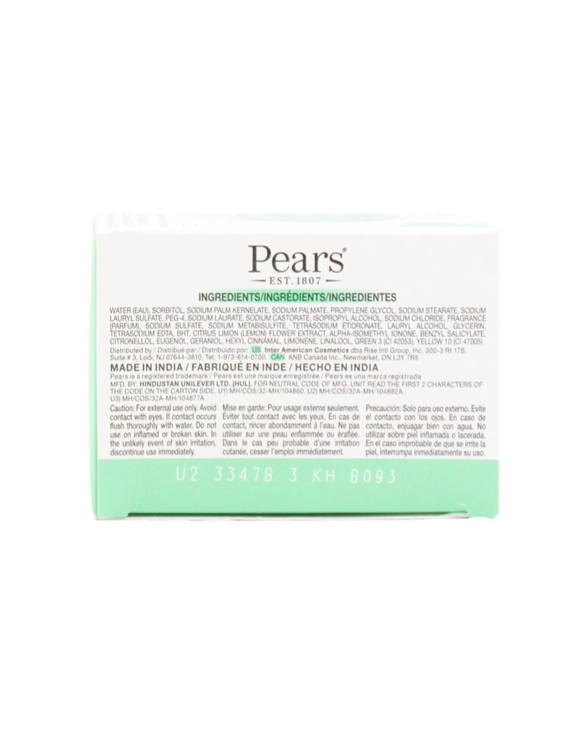 3 Pears 12 x 3pc Pure Gentle Bar Soap 75g With Lemon Flower Extracts - Green, 3 of 4
