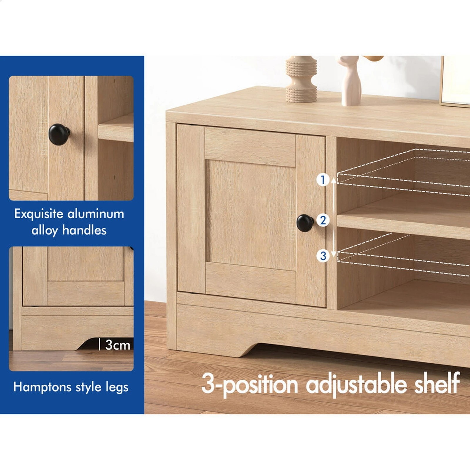 5 Alfordson TV Cabinet Entertainment Unit Stand 120cm Hamptons Storage - Wood, 5 of 10