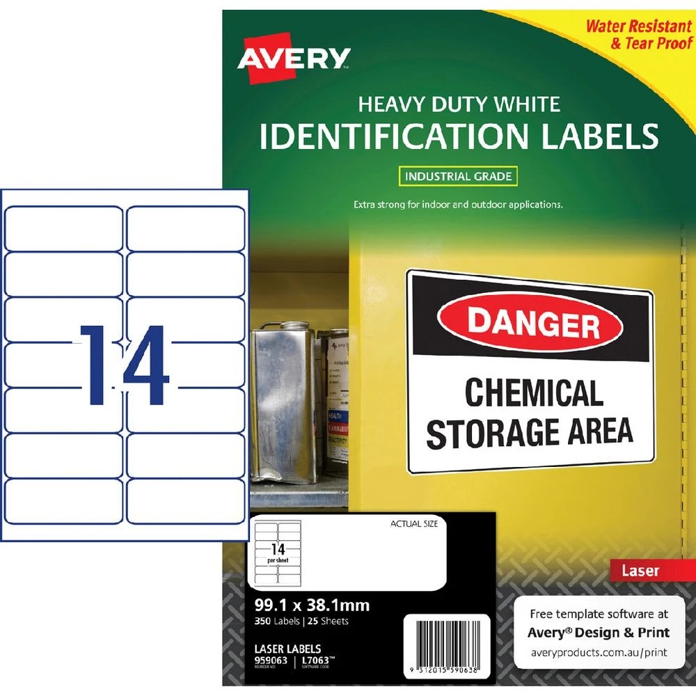 1 Avery 14UP Heavy Duty Laser Labels White 25 Sheets, 1 of 4