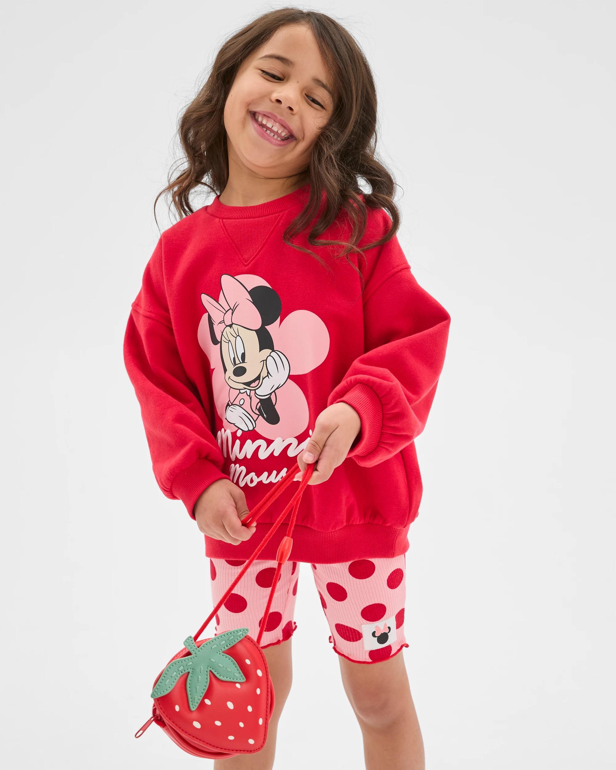 1 Disney Minnie Mouse Australian Cotton Blend Jumper and Bike Shorts Set PINK, 1 of 6