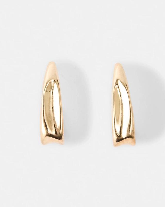 Molten Angular Hoop Earrings - Gold 