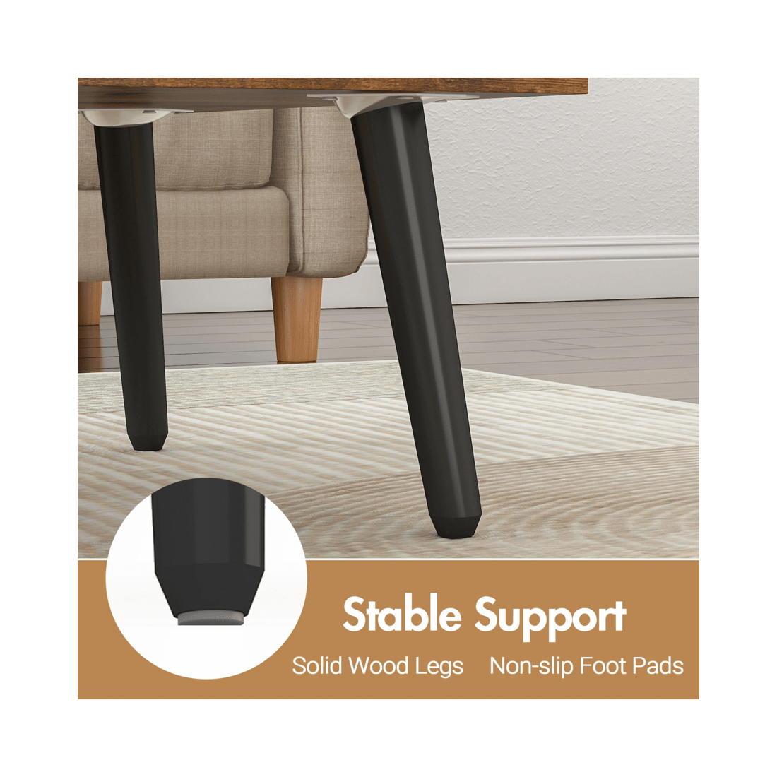 6 Advwin Lift Up Top Coffee Table Side Table w/ Hidden Storage & Shelf Walnut, 6 of 7