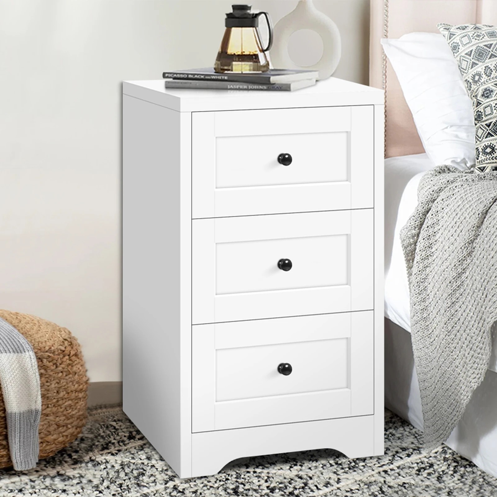 4 Alfordson 6 Chest of Drawers 2x Bedside Table Bedroom Storage Hamptons - White, 4 of 10