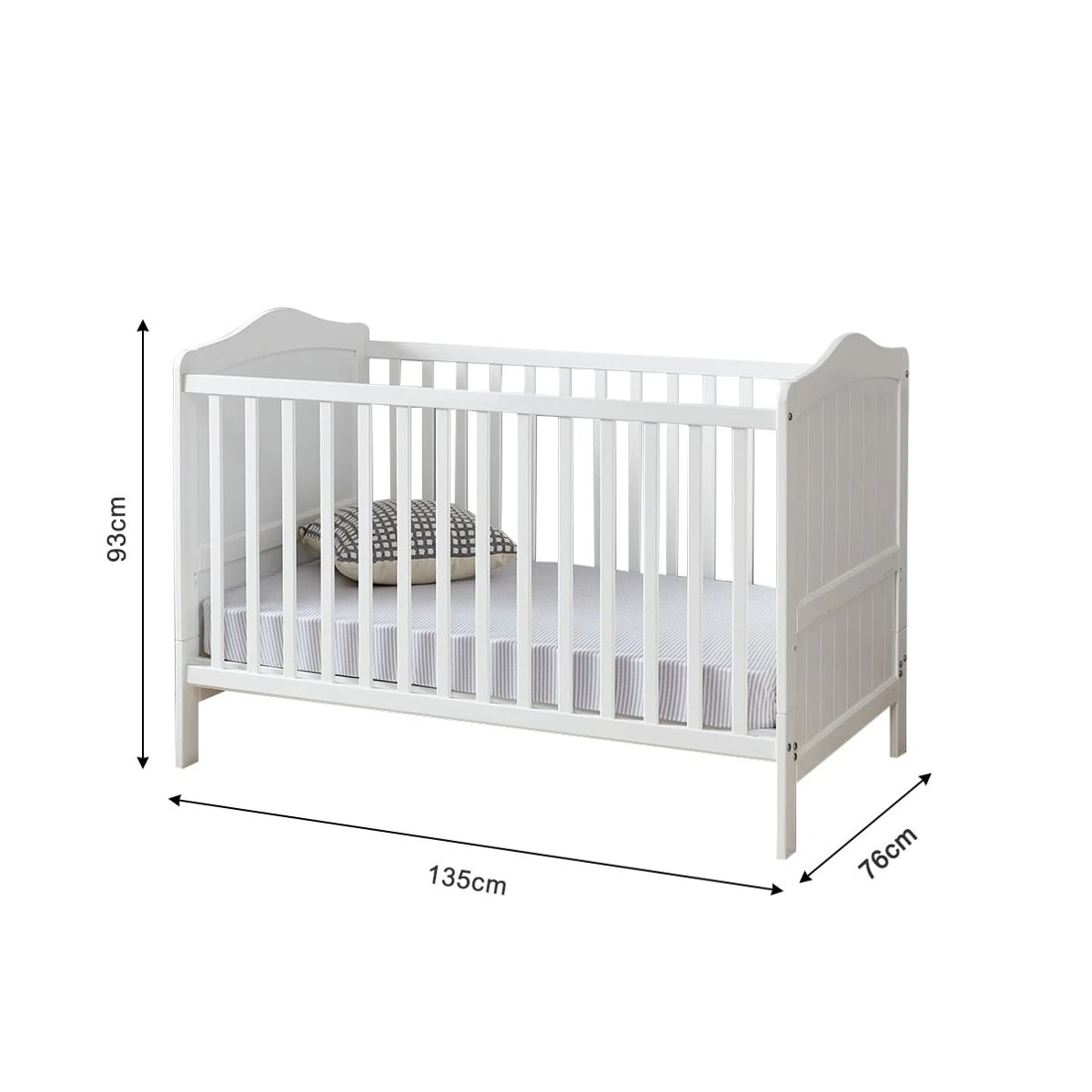 10 2-in-1 Wooden Cot - White, 10 of 11