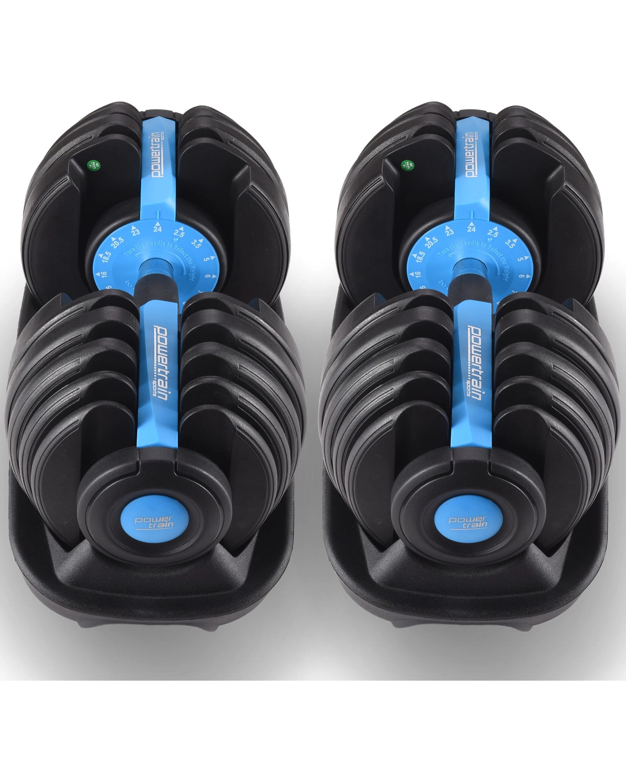 6 Powertrain 48kg Adjustable Dumbbell Set Home Gym Exercise Equipment Weights Blue, 6 of 7