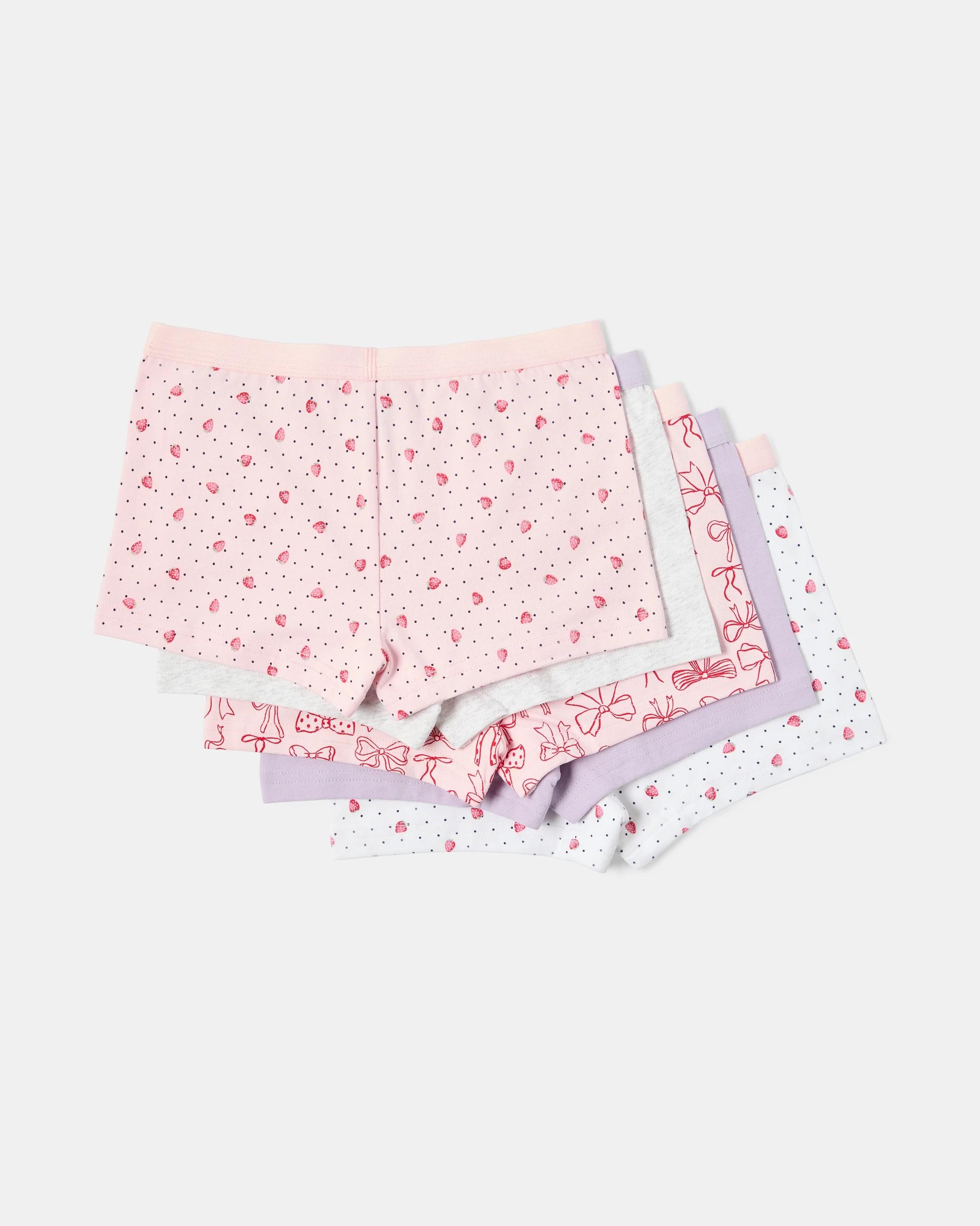 1 5 Pack Print Shorties Pnk Bows, 1 of 8