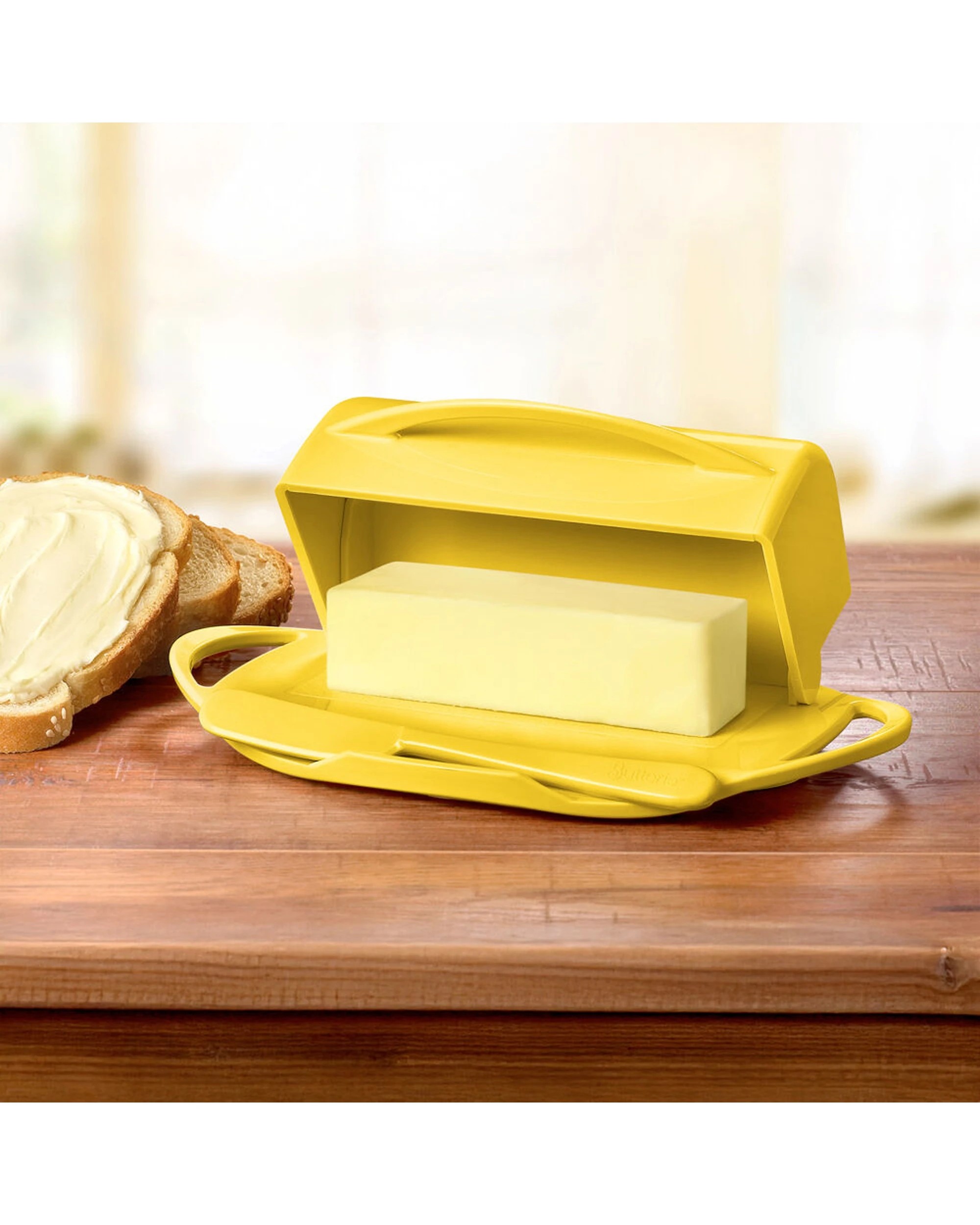 4 Butterie Flip Top Butter Dish Kitchen Storage 250g Capacity - Yellow, 4 of 7