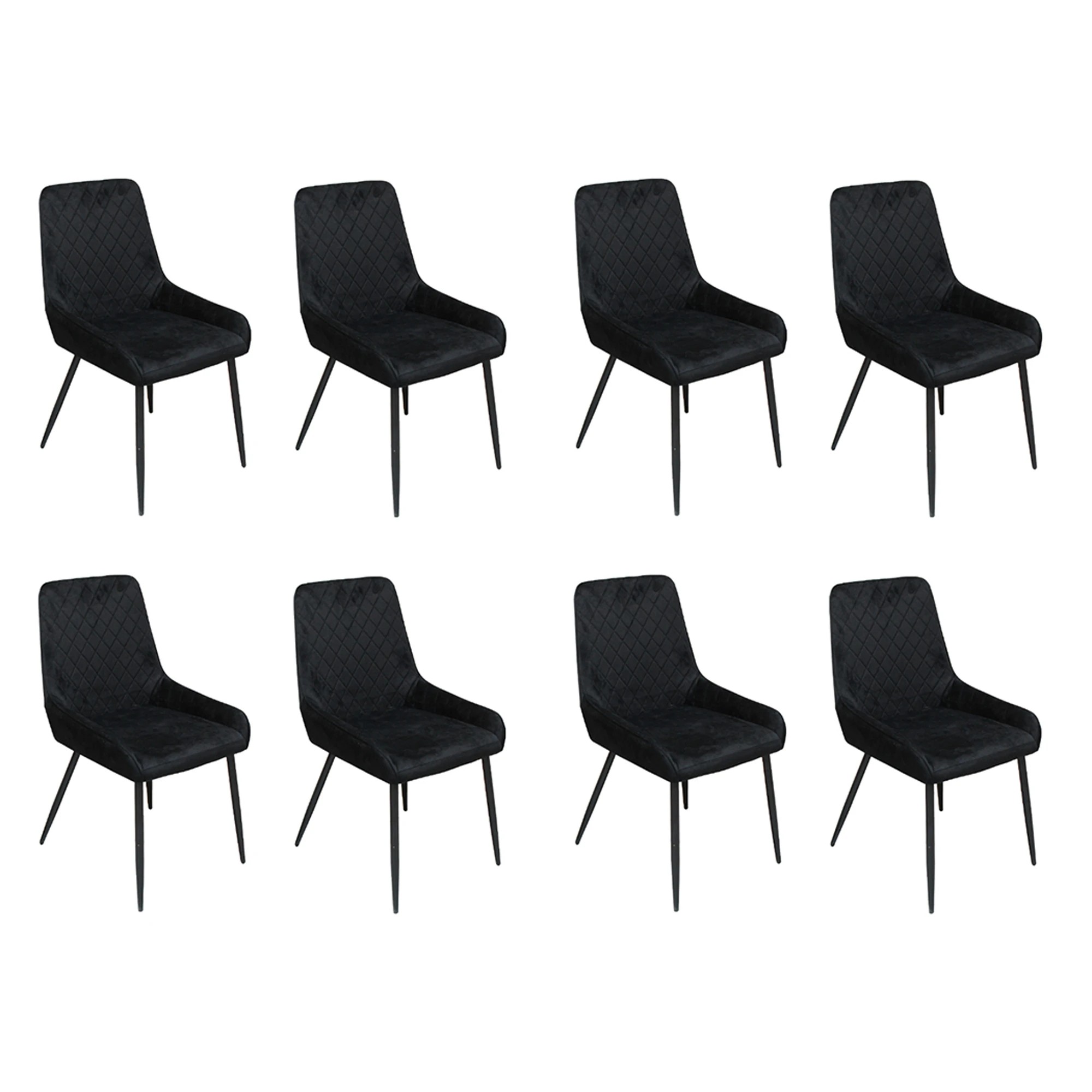 1 Levede 8x Soft Velvet Dining Chairs - Black, 1 of 8