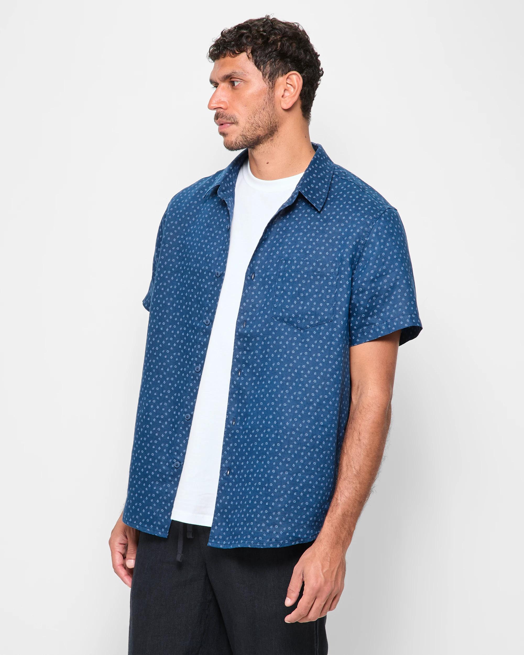 3 Target European Linen Shirt MID BLUE, 3 of 5