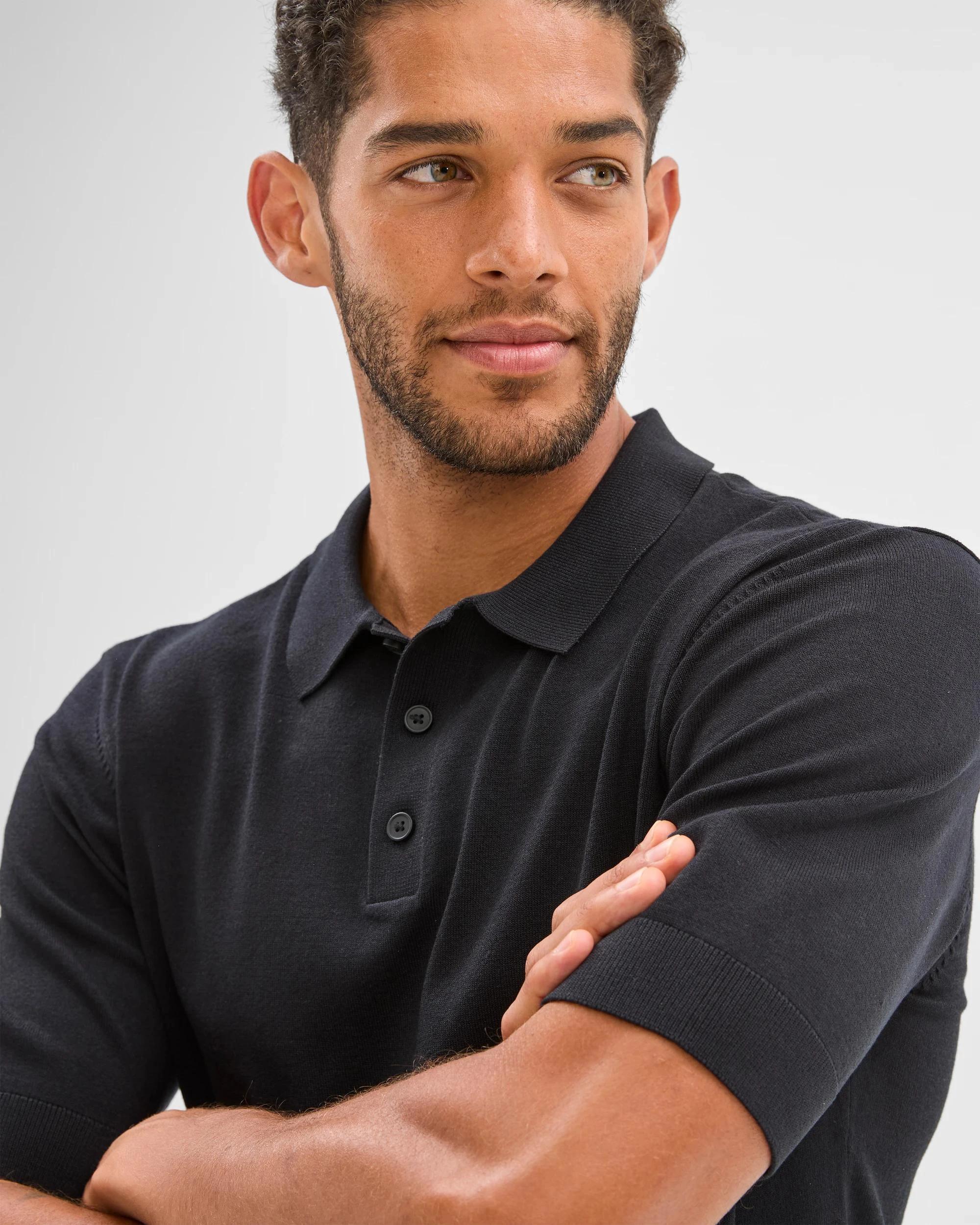 6 Preview Knit Polo Top BLACK, 6 of 6