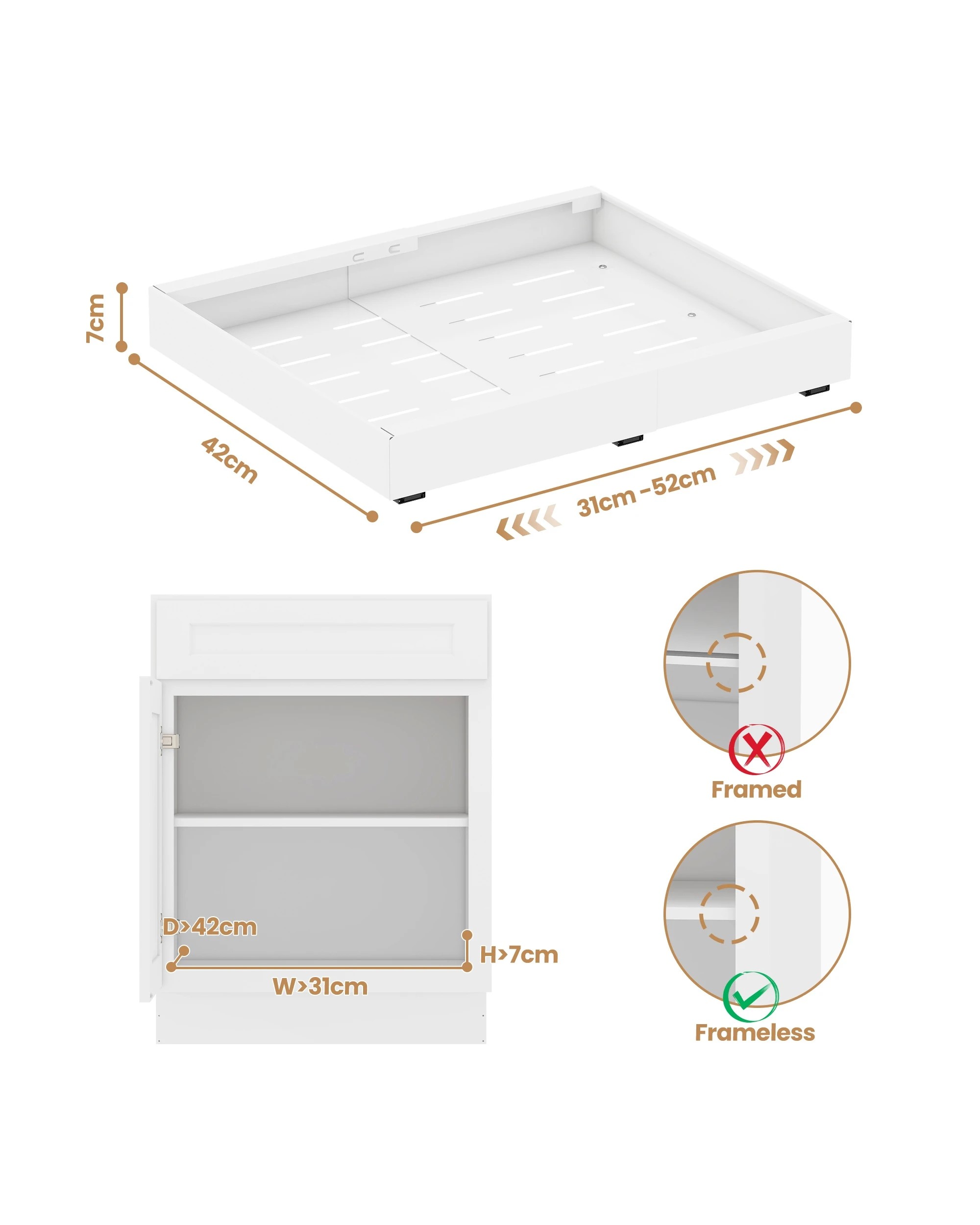 2 Advwin Extendable Cabinet Organizer With Pull Out 3 Slide Rails
 - White, 2 of 10
