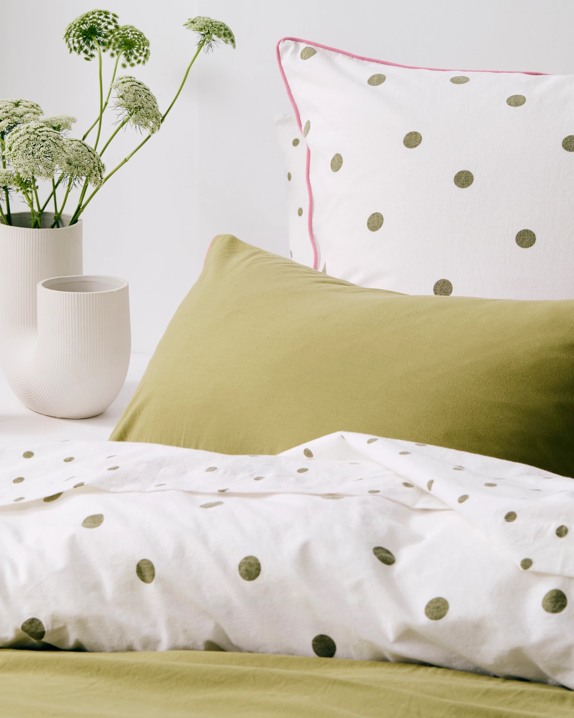 6 Arlo Polka Dot Stonewash Cotton Quilt Cover Set - Queen Bed - Green, 6 of 10