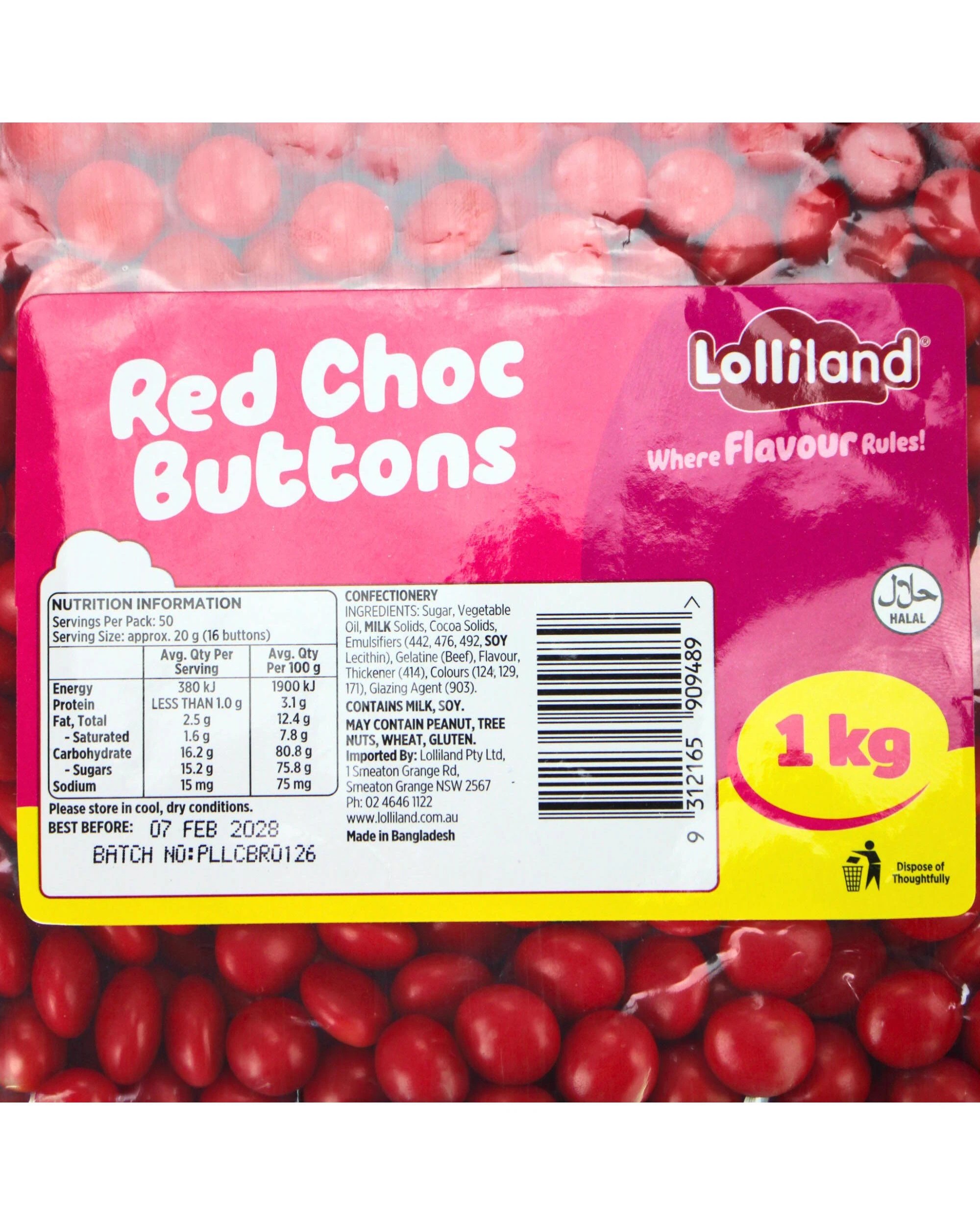 2 Lolliland Red Choc Buttons 1kgRed - Red, 2 of 2