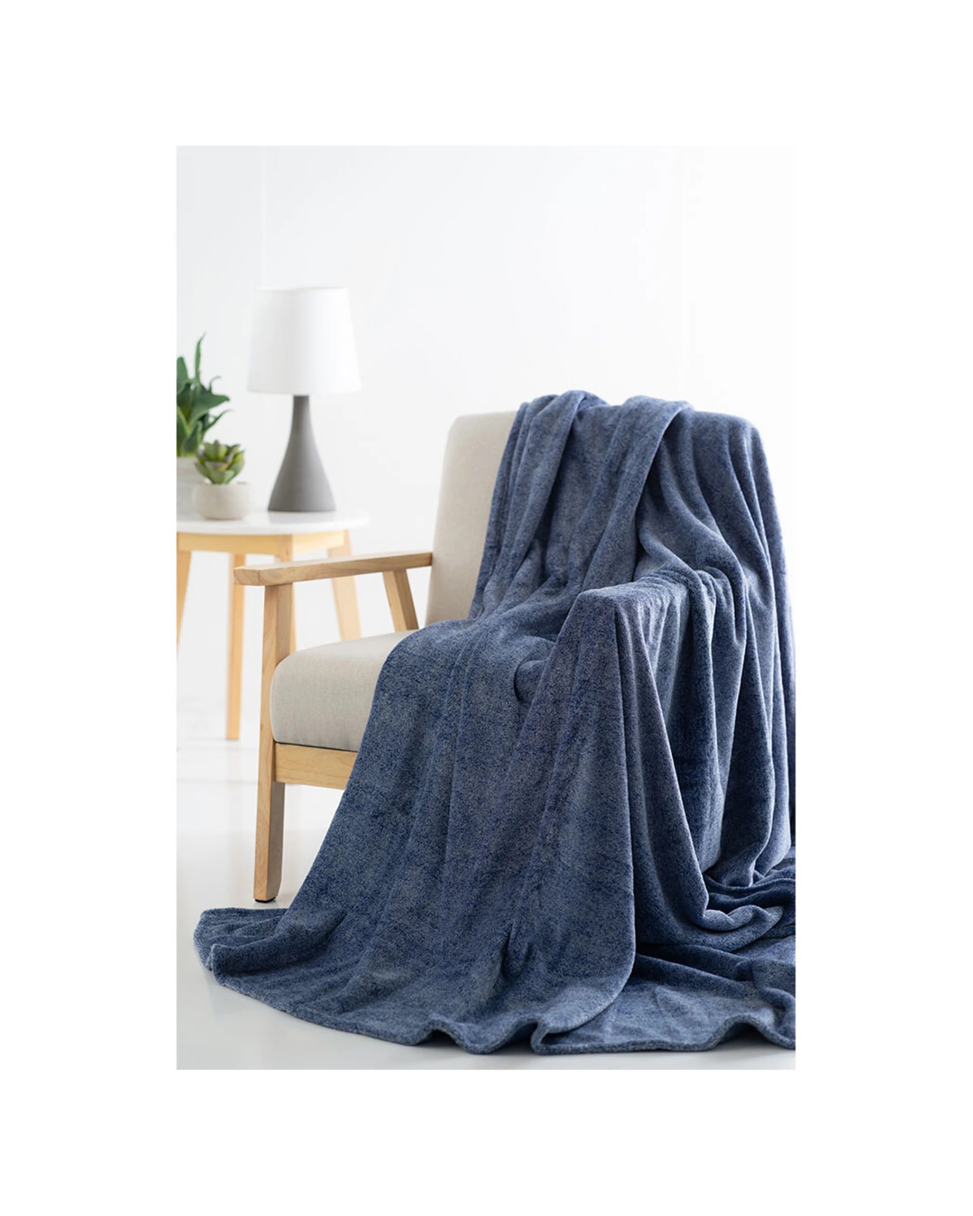 4 Jason Bed Melange 320GSM Blanket Super Soft Machine Washable - Blue, 4 of 4
