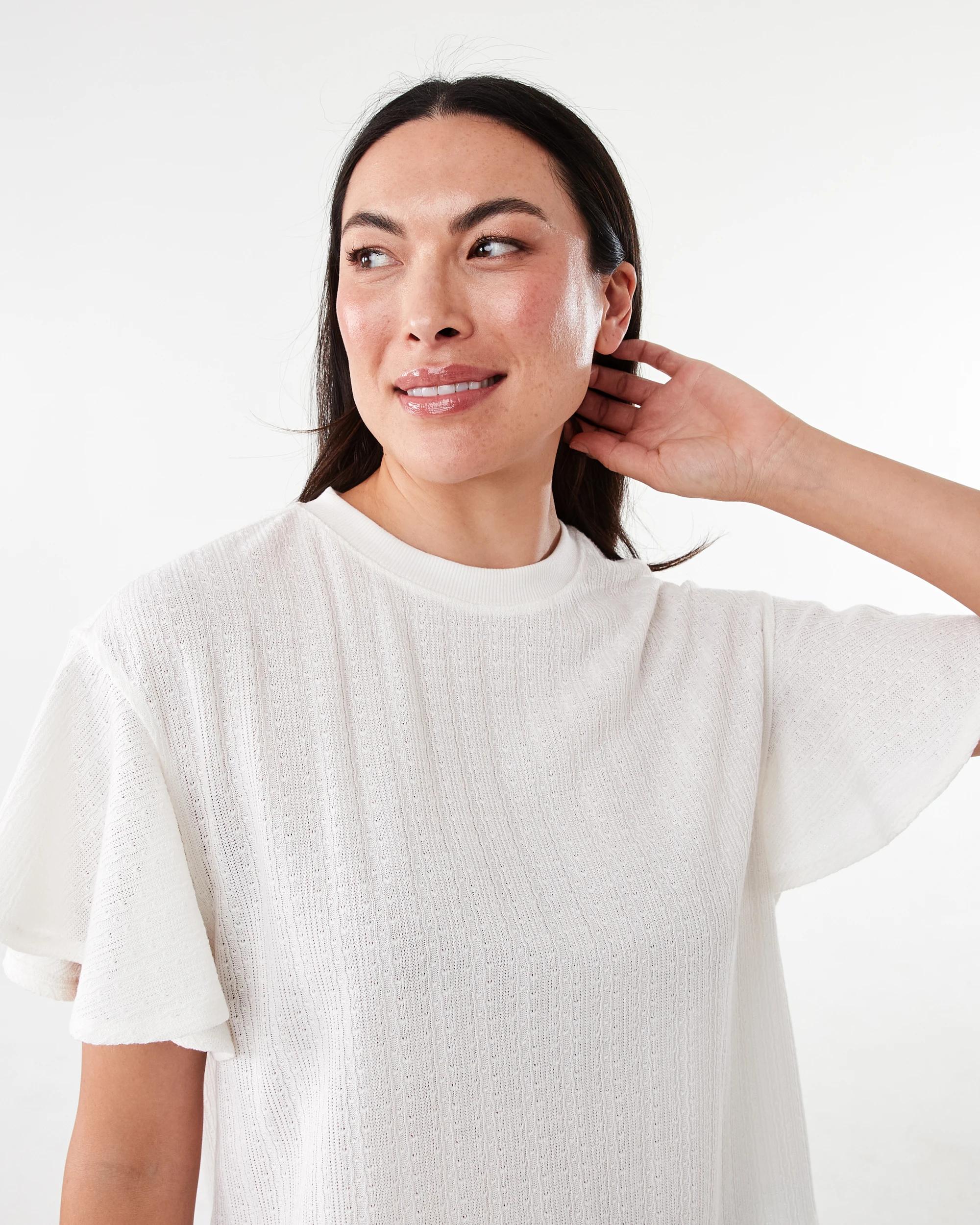 4 Short Sleeve Flutter Top Cld White, 4 of 7