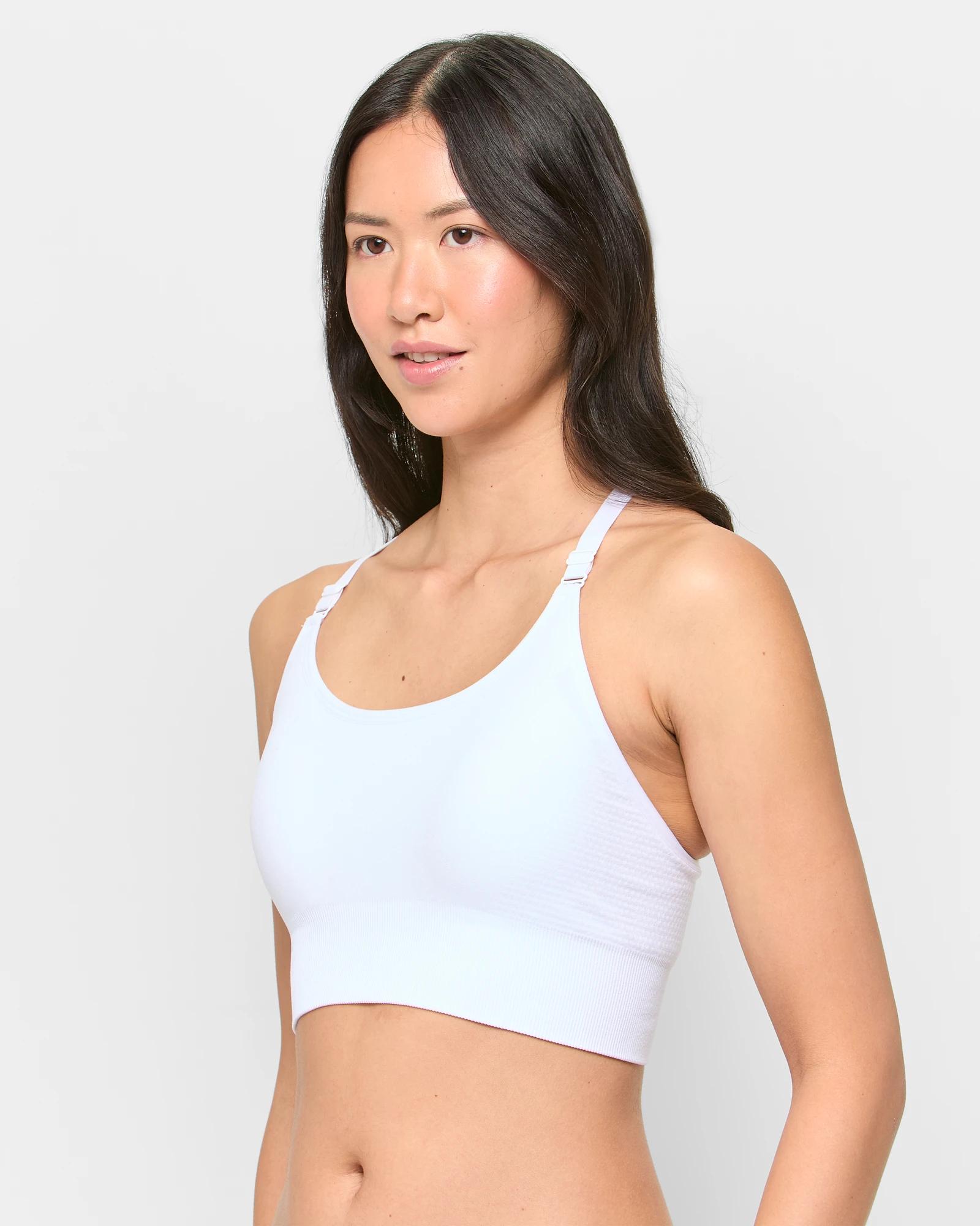 2 Target Medium Impact Seamfree Racer Sports Crop Top WHITE, 2 of 3
