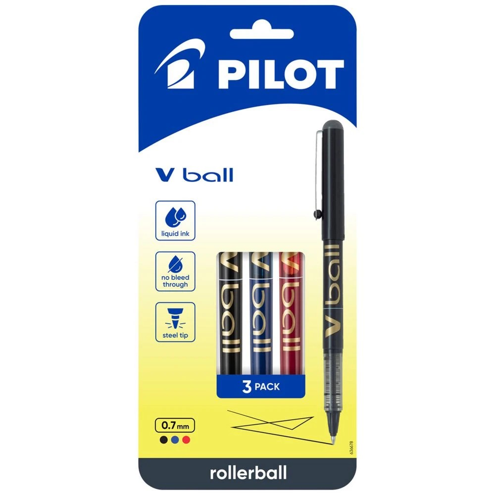 1 PILOT V Ball Fine Rollerball Pen 0.7mm Assorted 3Pk, 1 of 6