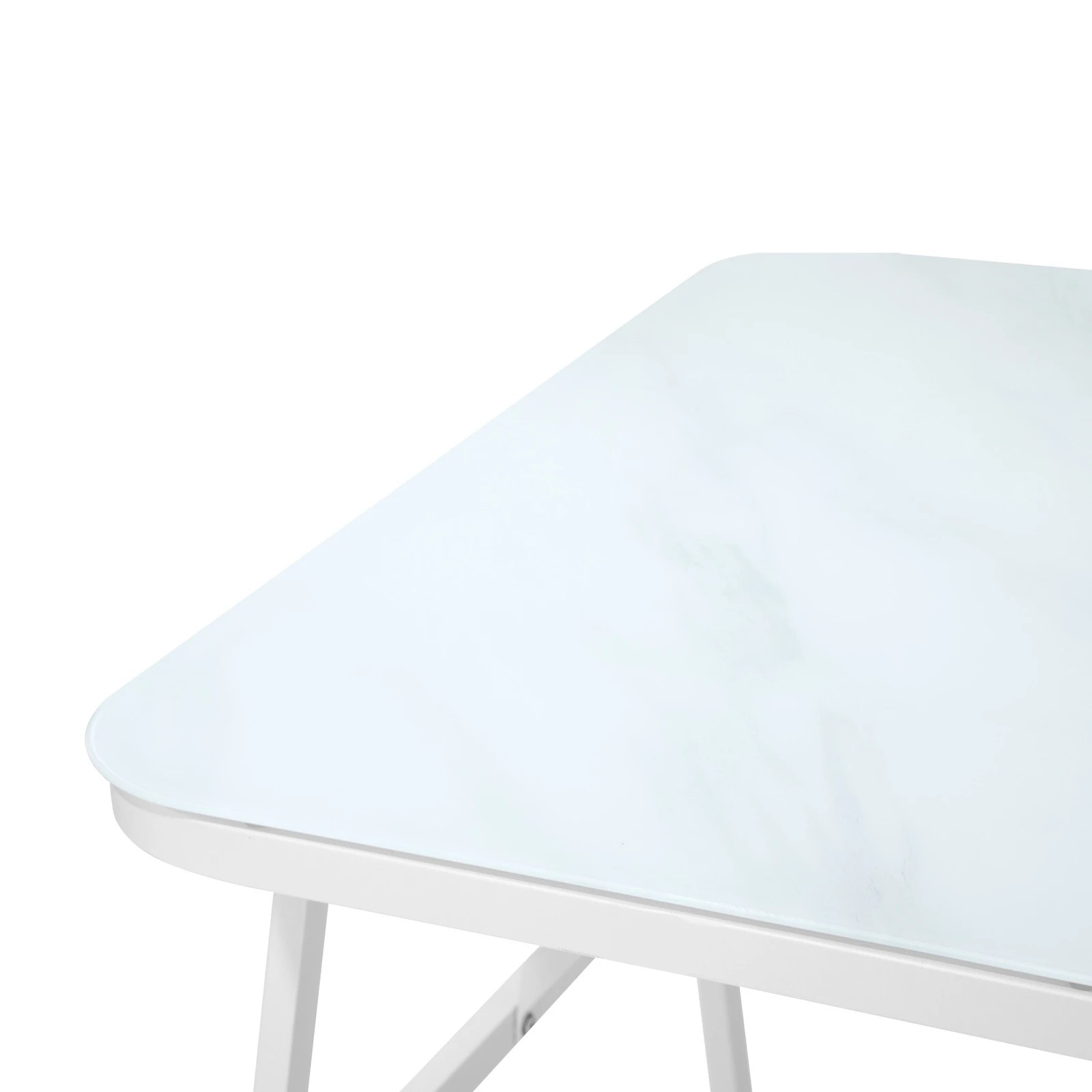 9 Livsip Outdoor Dining Table Furniture Patio Garden Indoor White Marble-style - White, 9 of 9