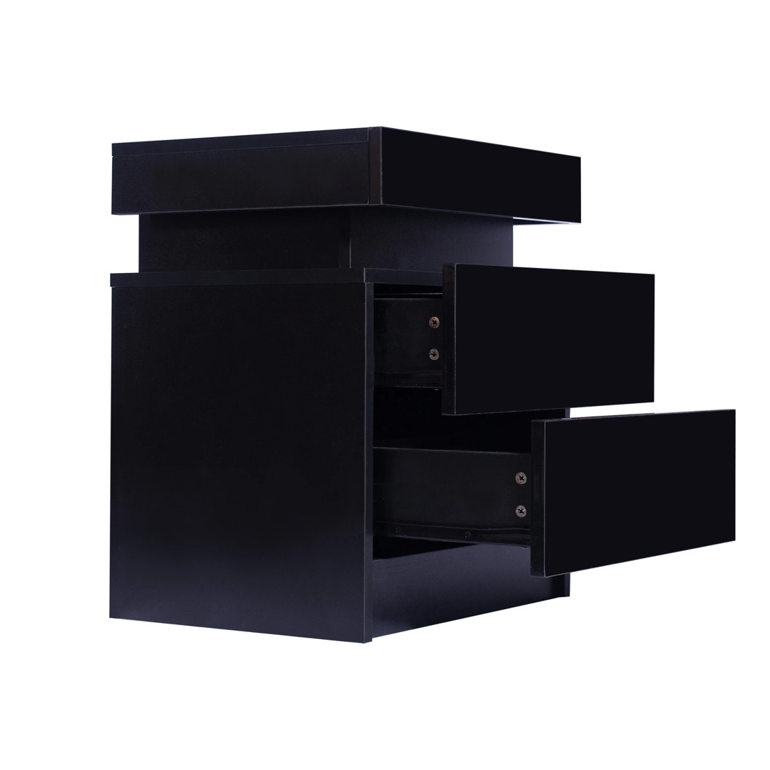 2 Levede Bedside Tables Side Table 2 Drawers RGB LED High Gloss Nightstand Cabinet, 2 of 6
