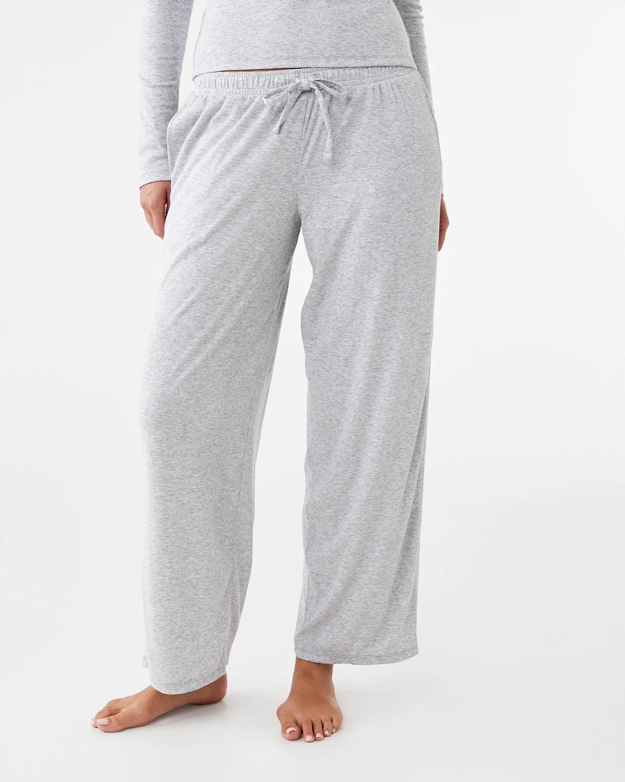 1 Rib Wide Leg Comfort Pants SILVER MARLE, 1 of 6