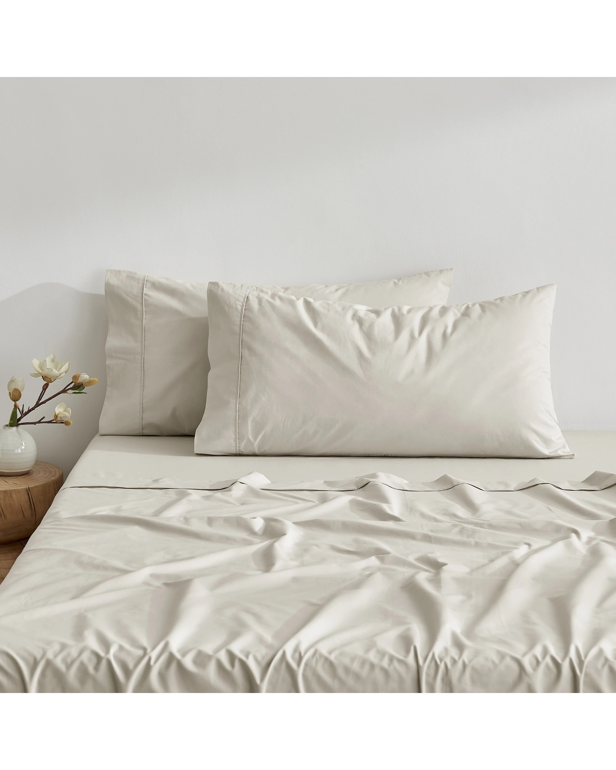 2 Dreamaker 300TC Cotton Percale King Pillowcase Twin Pack - Oat, 2 of 6