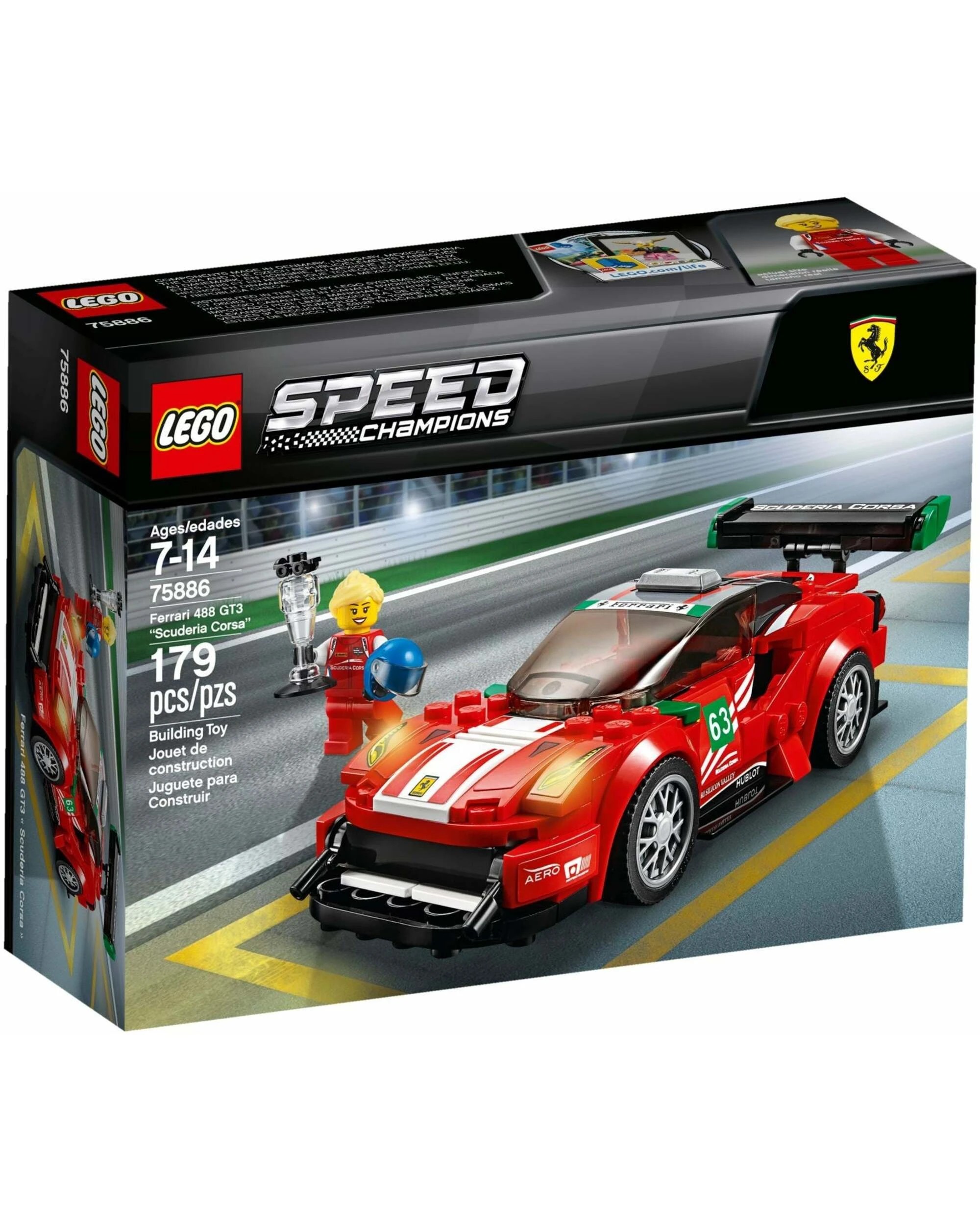 1 LEGO 75886 Ferrari 488 GT3 Scuderia Corsa Race Car Building Kit, 1 of 3