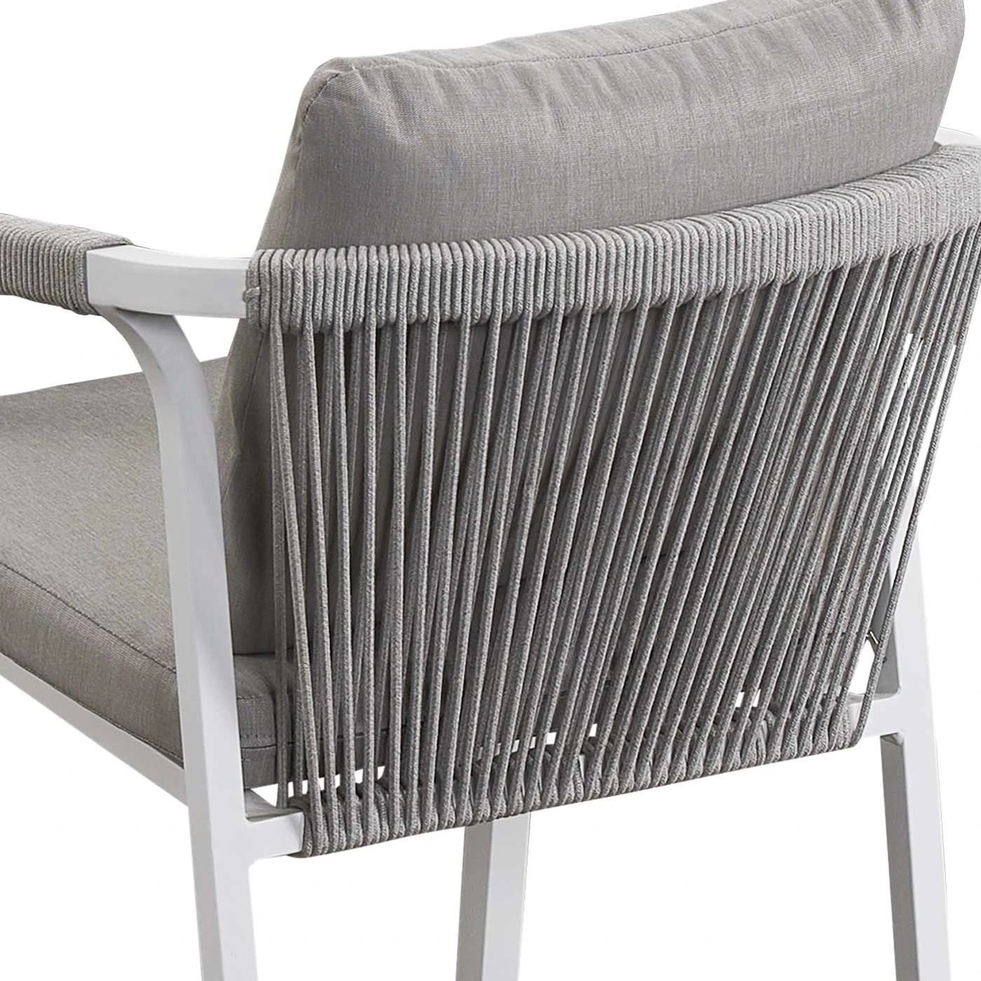 5 Moda Living La Perouse White Aluminium Outdoor Dining Chairs with Arms - Light Beige Rope and Cushion (Set of 2) - White, 5 of 10