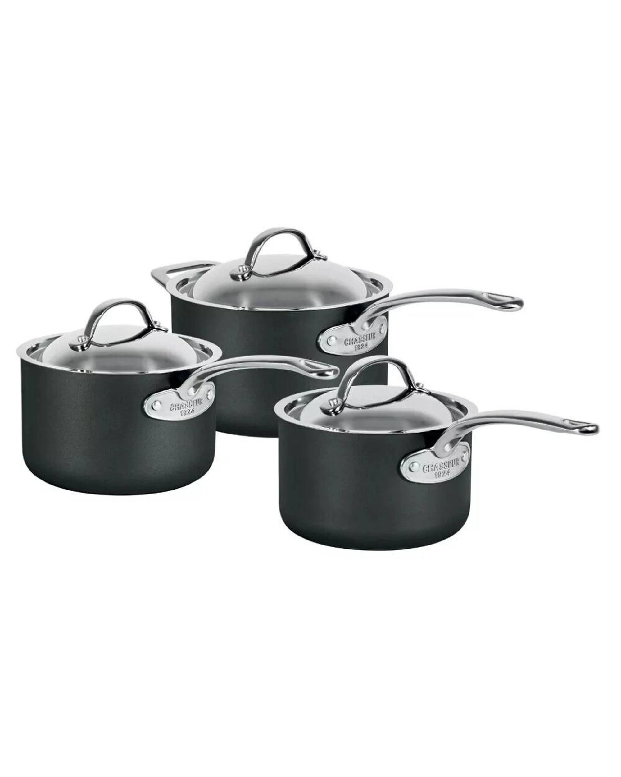 1 Chasseur Cinq Etoiles Hard Anodised Saucepan Set 3 Piece, 1 of 1